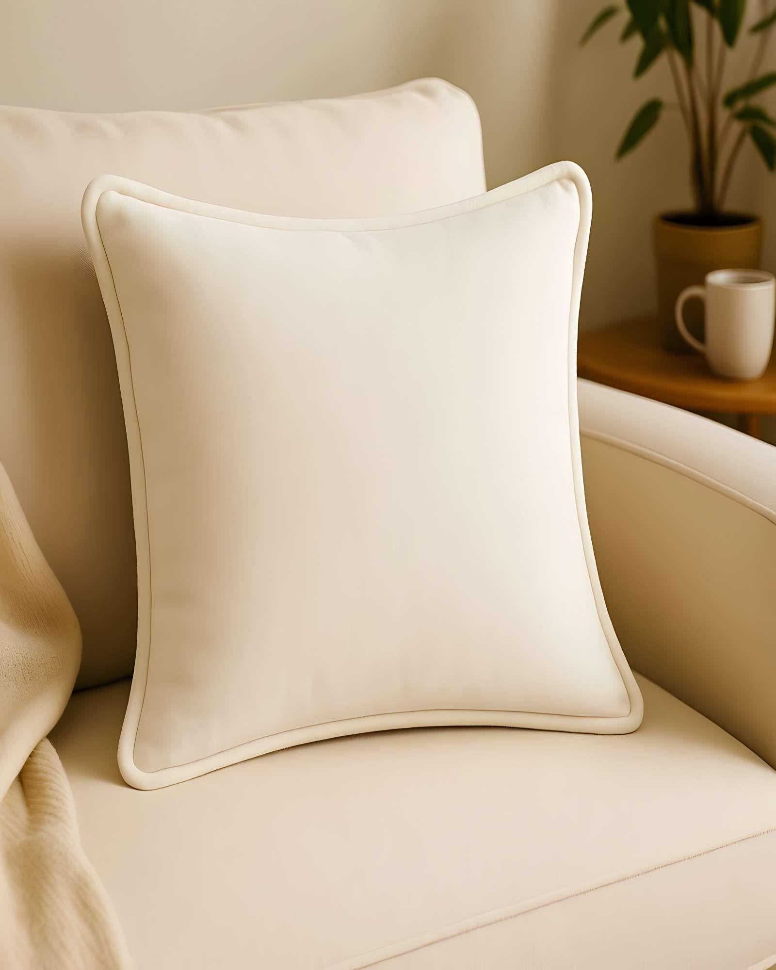 SET DE 4 FUNDAS DE COJIN LISA CON BORDE 45X45 BEIGE-3