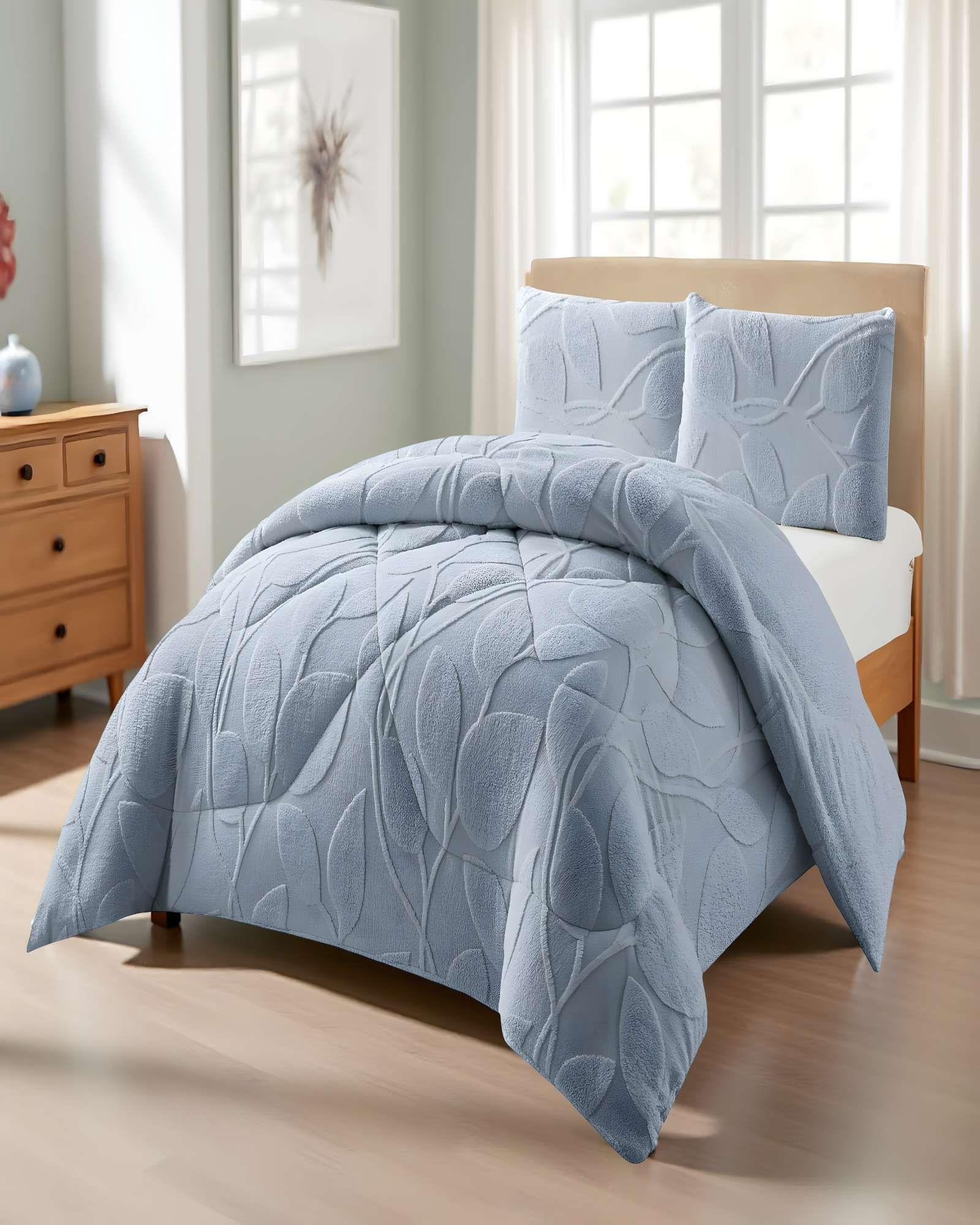 COBERTOR DE INVERNO TEXTURIZADO RY KING CELESTE-2