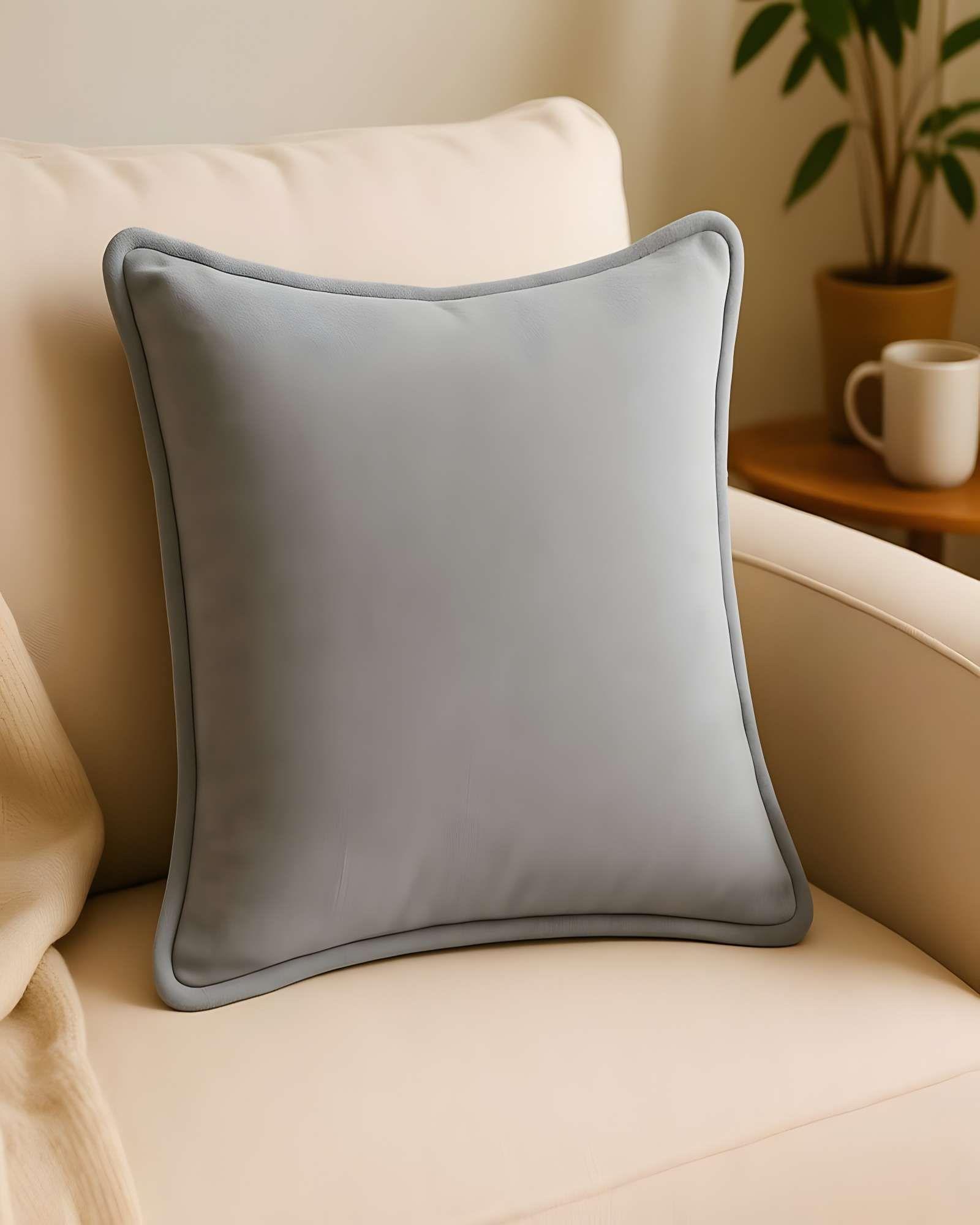 SET DE 2 FUNDAS DE COJIN LISA CON BORDE 45X45 GRIS-3