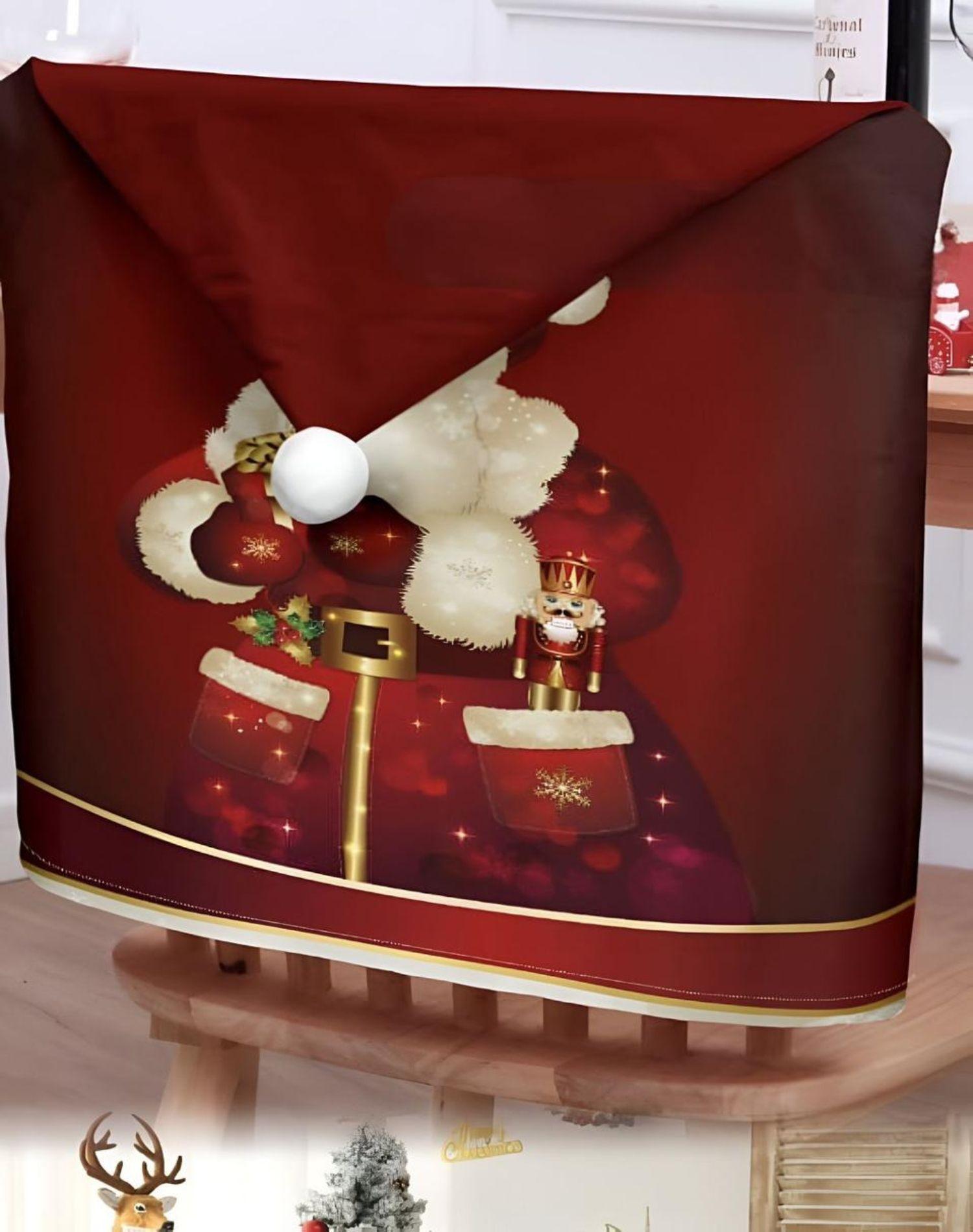 Pack 6 fundas de respaldo de sillas navidad con pompón 25n6-2