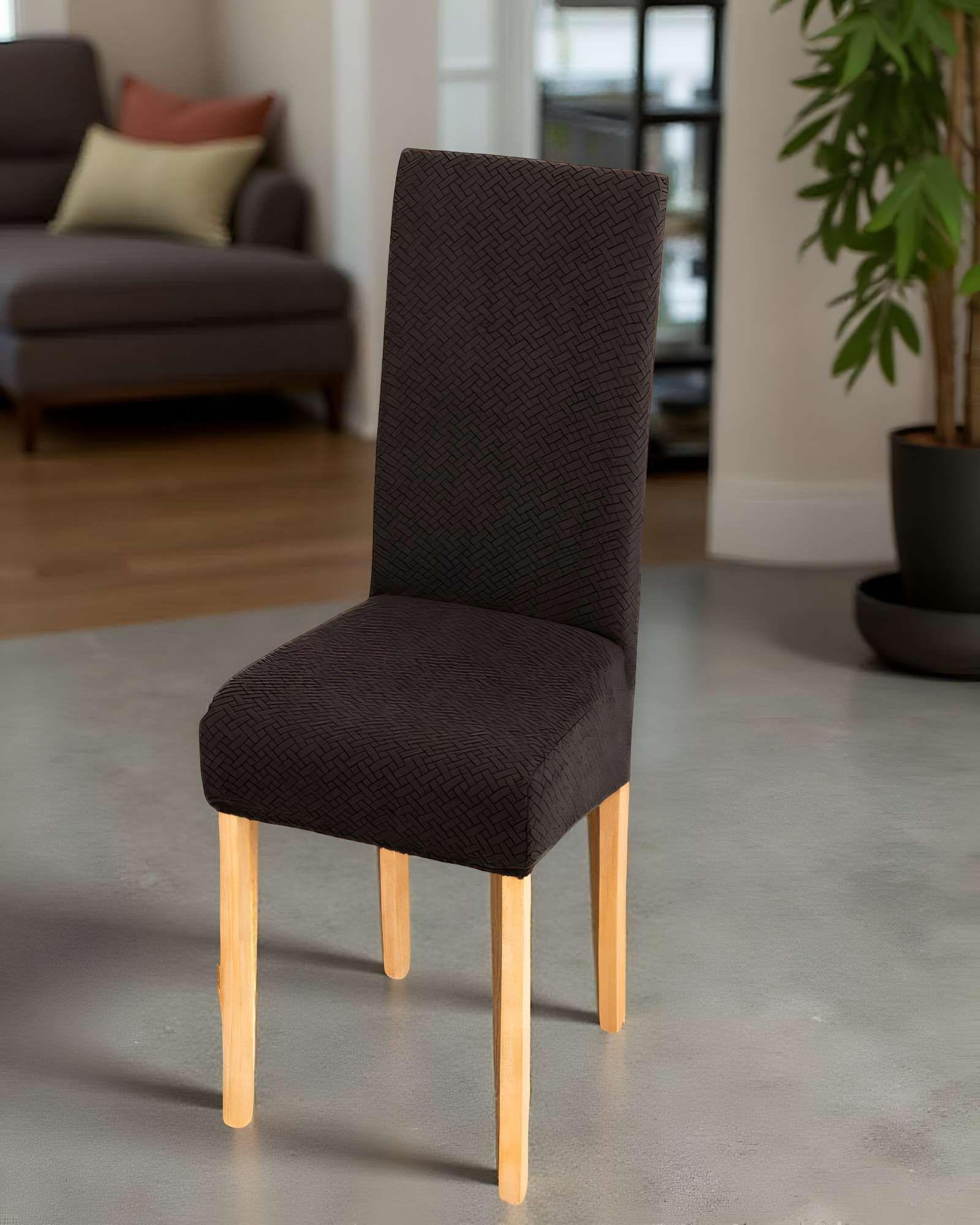 PACK DE 6 FUNDAS PARA SILLA CON DISEÑO TEXTURIZADO COLOR NEGRO-3