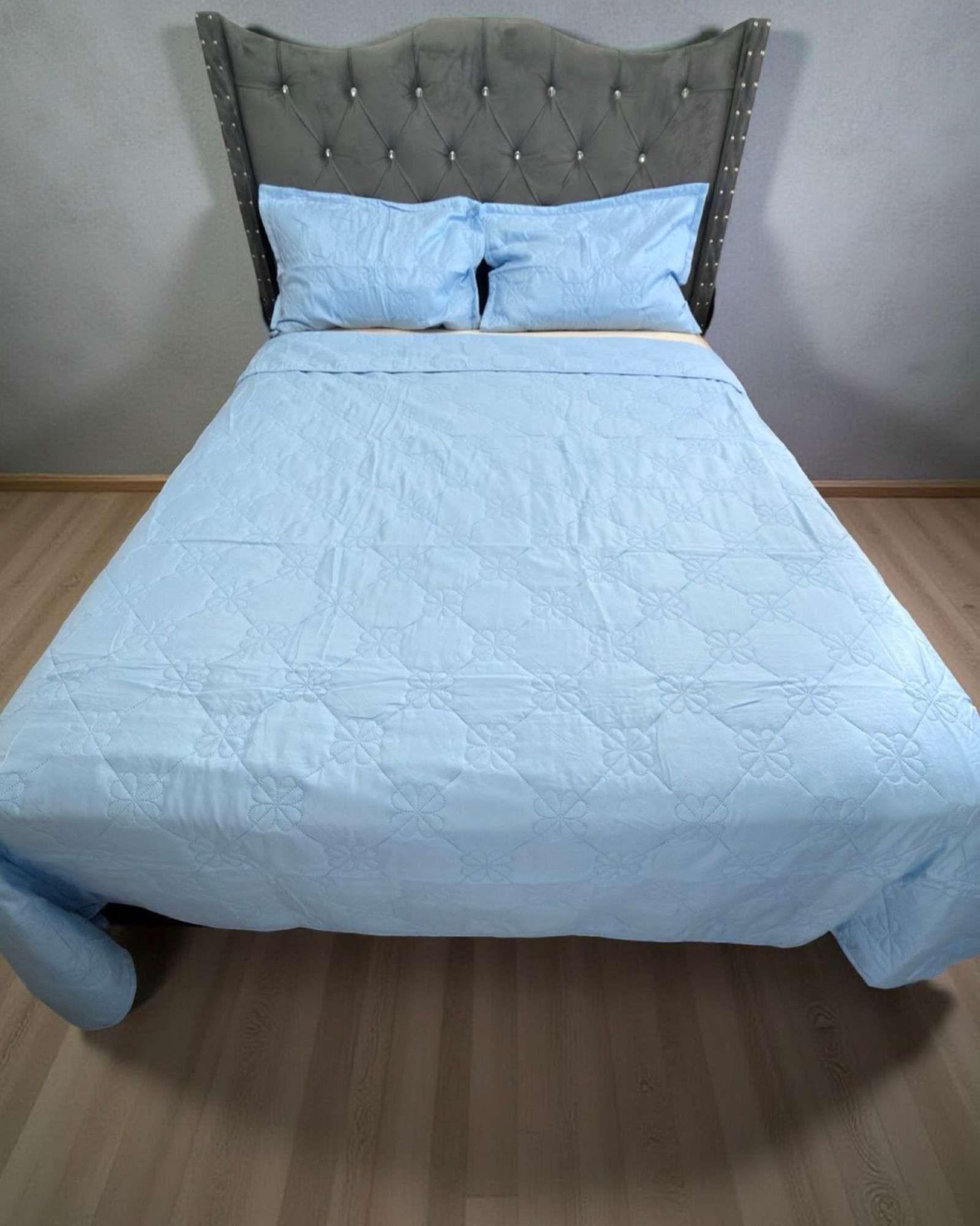 QUILT CUBRECAMA DE LUJO VERANO DELGADO 2 PLAZAS CELESTE-3