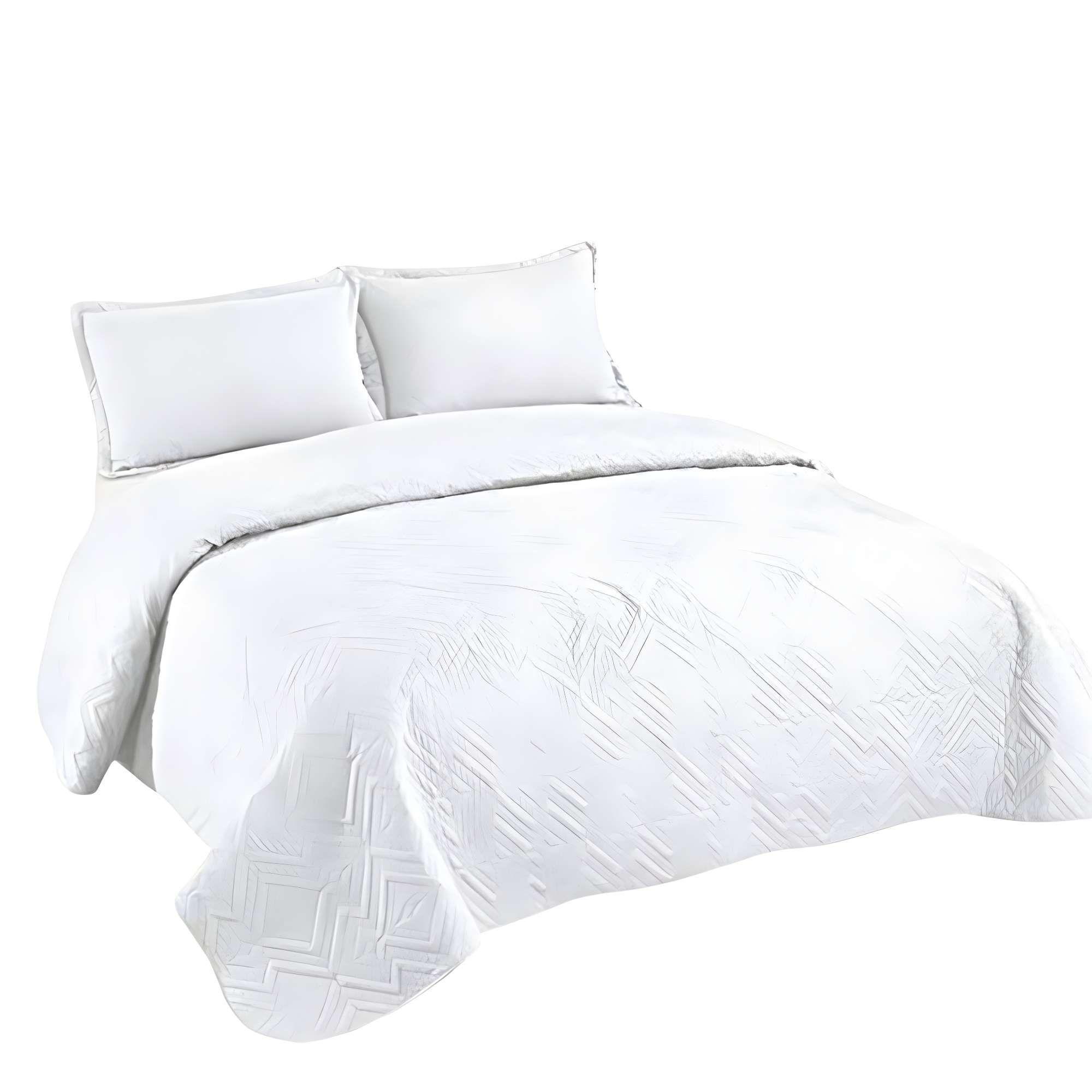 CUBRECAMA QUILT DE VERANO CON COLORES LISOS PLAZA Y MEDIA BLANCO-0