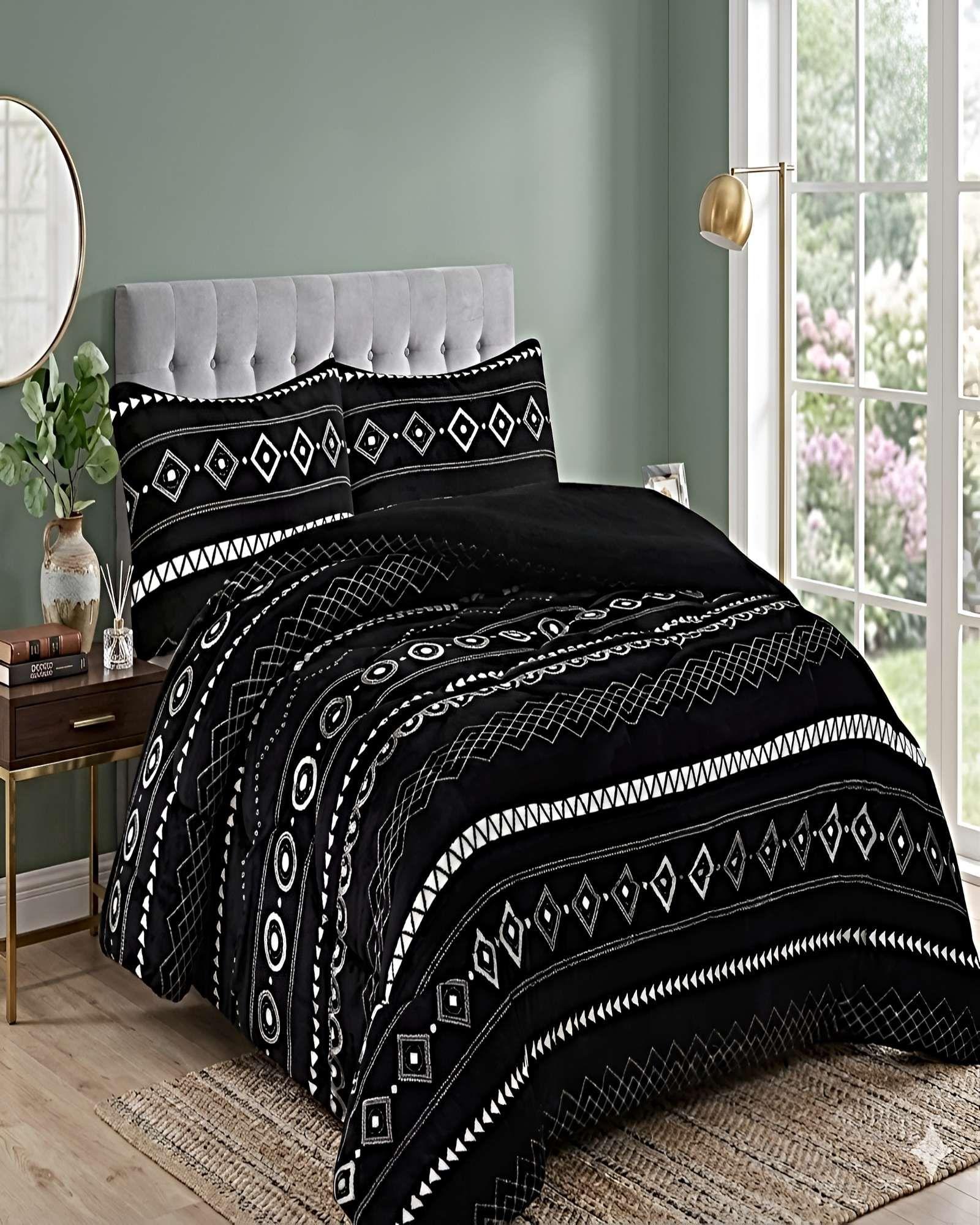 COBERTOR DE INVIERNO PLUSH 1.5 PLAZA 180X200CM NEGRO 3-3
