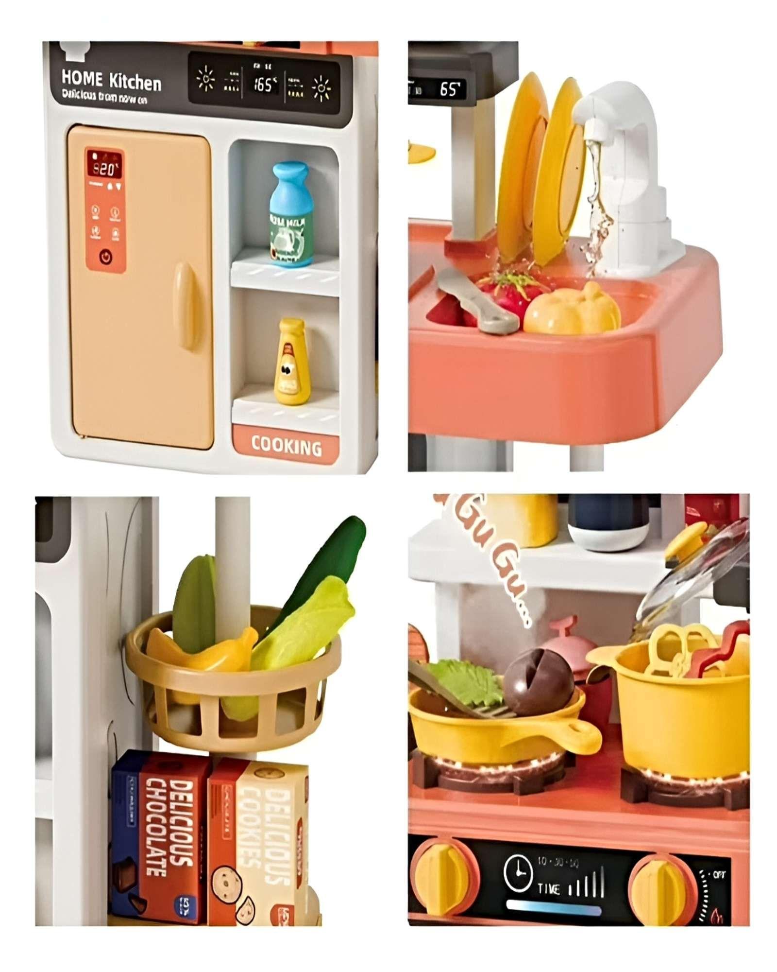 Gran Cocina Infantil de Juguete con Efectos Realistas de Luz, Sonido y Agua – 43 Piezas coral-3