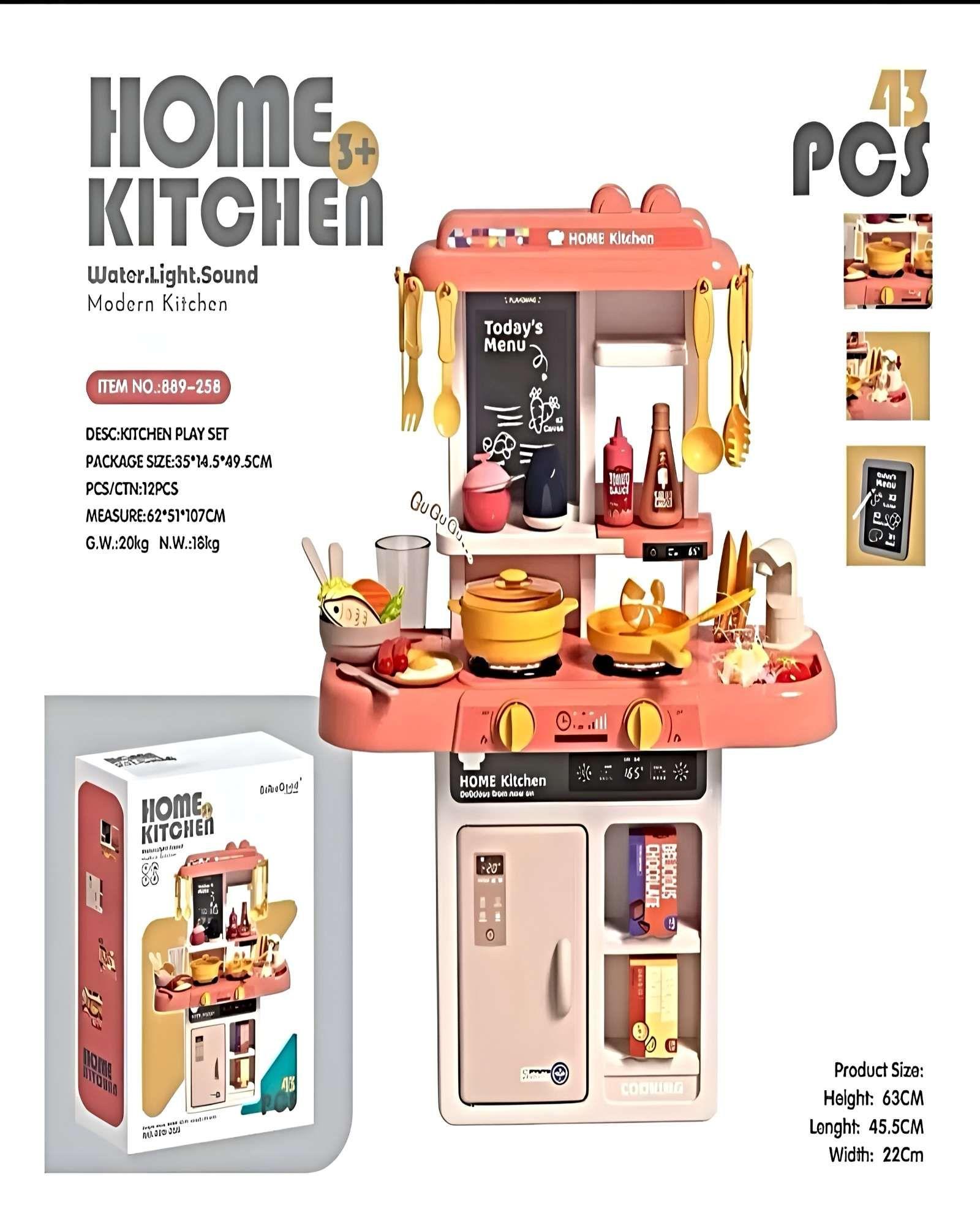 Gran Cocina Infantil de Juguete con Efectos Realistas de Luz, Sonido y Agua – 43 Piezas coral-4