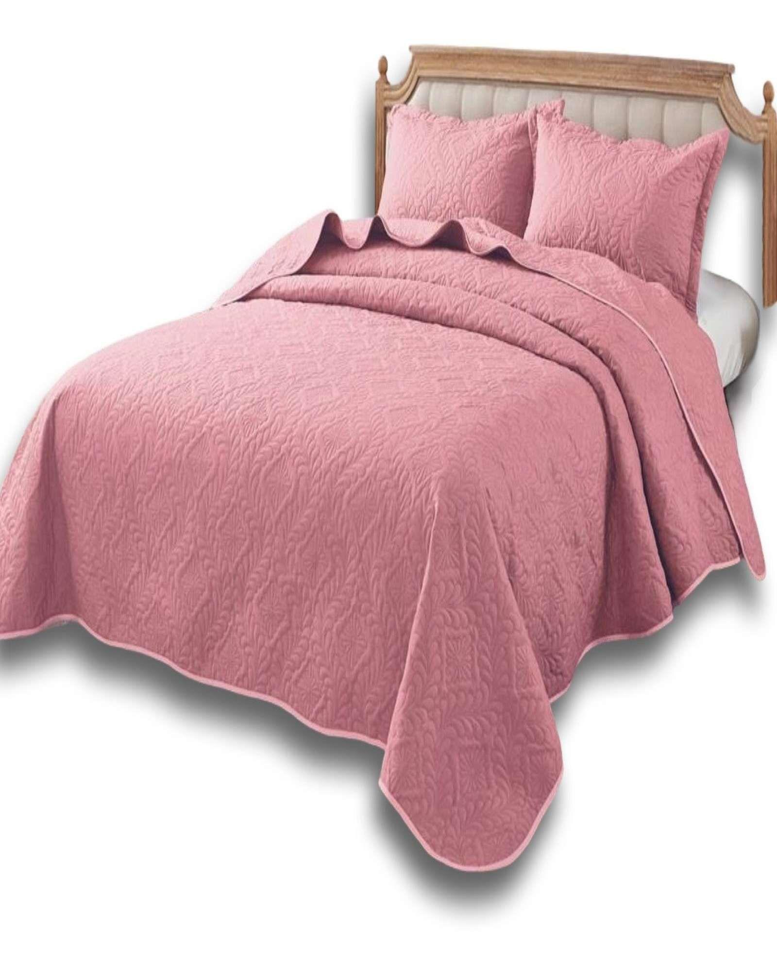 CUBRECAMA QUILT DE VERANO ELEGANTE PLAZA Y MEDIA 180X230 CM ROSA-1