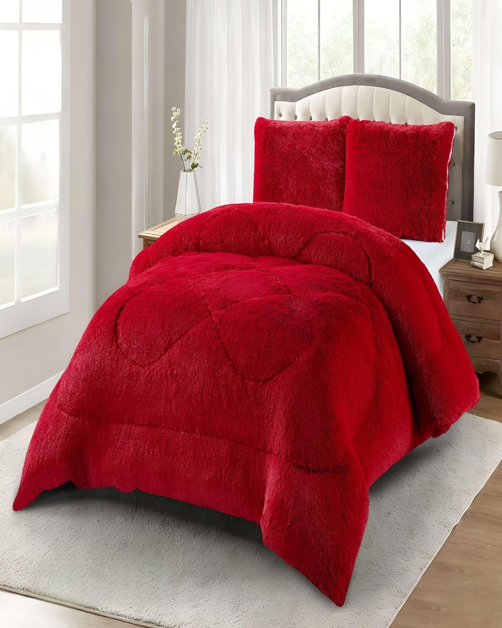 COBERTORES DE PELUDOS CON CHIPORRO KING 250X270CM ROJO-2