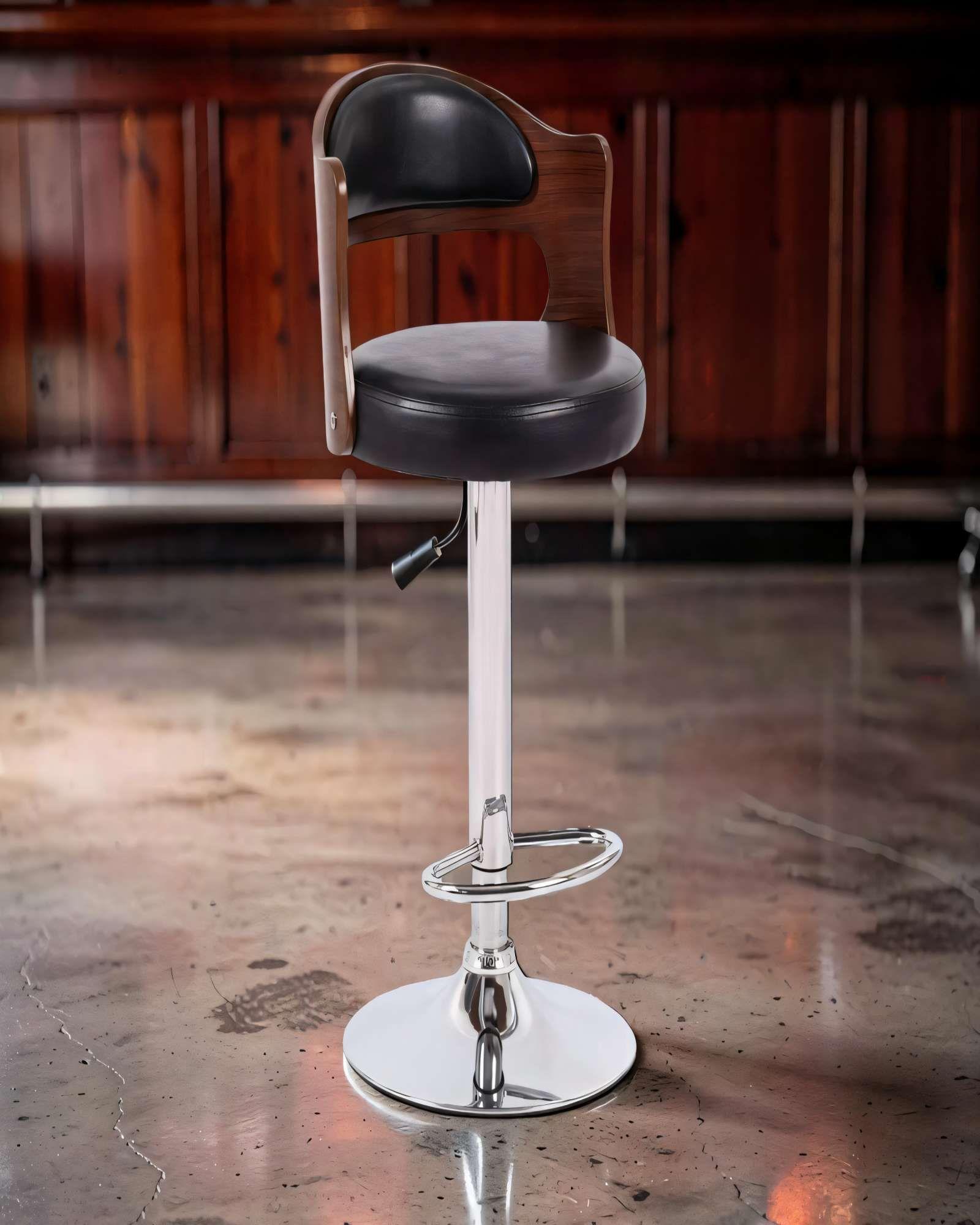 SILLA PARA BAR TEXTURA SOFT-PIEL COLOR CAFÉ CON NEGRO-3