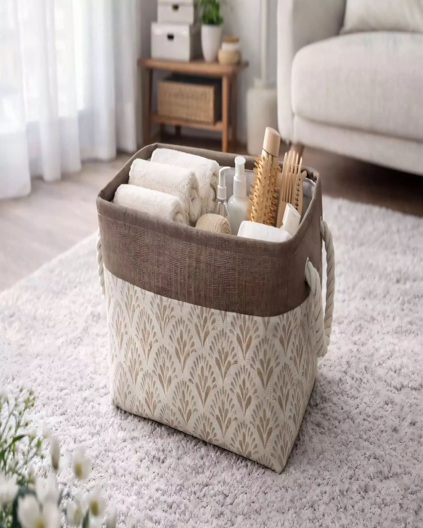 SET DE 3 CANASTO ORGANIZADOR 33CMX20CMX20CM COLOR CAFÉ-2
