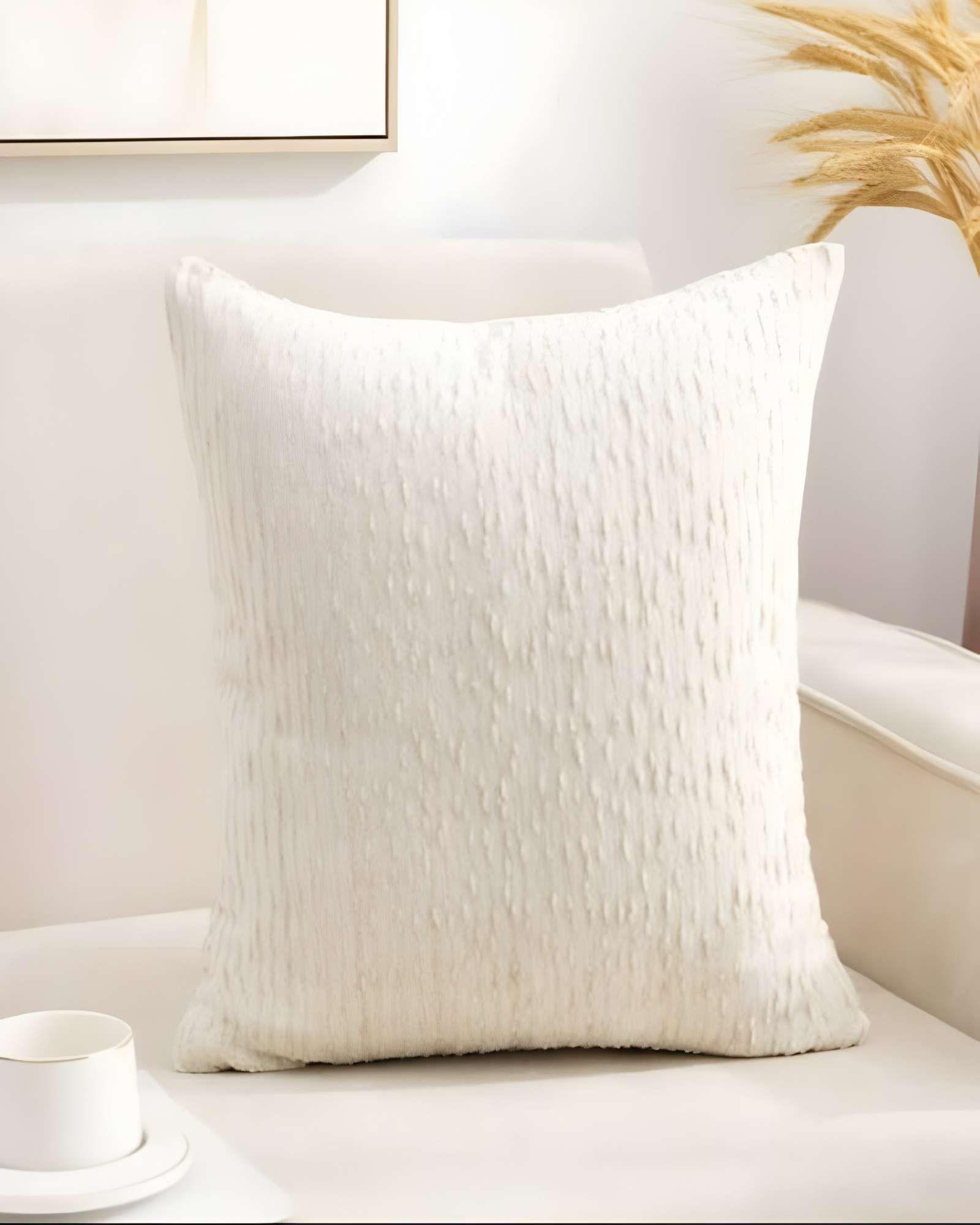 PACK DE 4 FUNDAS DE COJIN CHENILLE LINEA BLANCO-2