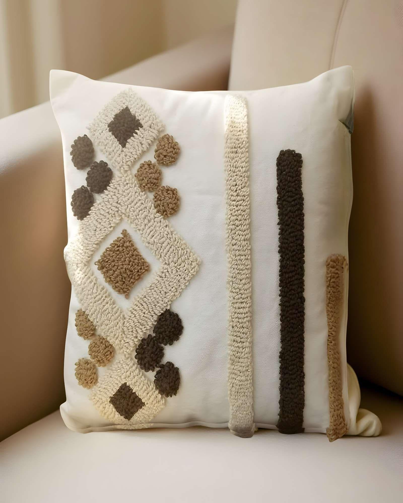 PACK DE 2 FUNDAS DE COJIN TUFTING 45X45 CM BEIGE 01-3