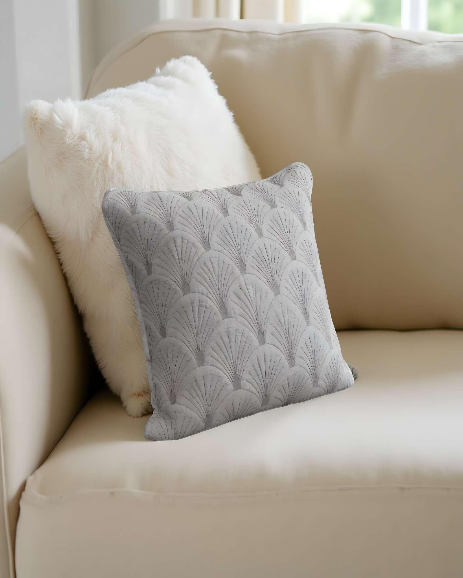 PACK DE 4 FUNDAS DE COJIN SERIE ABANICO 45X45 CM GRIS-3