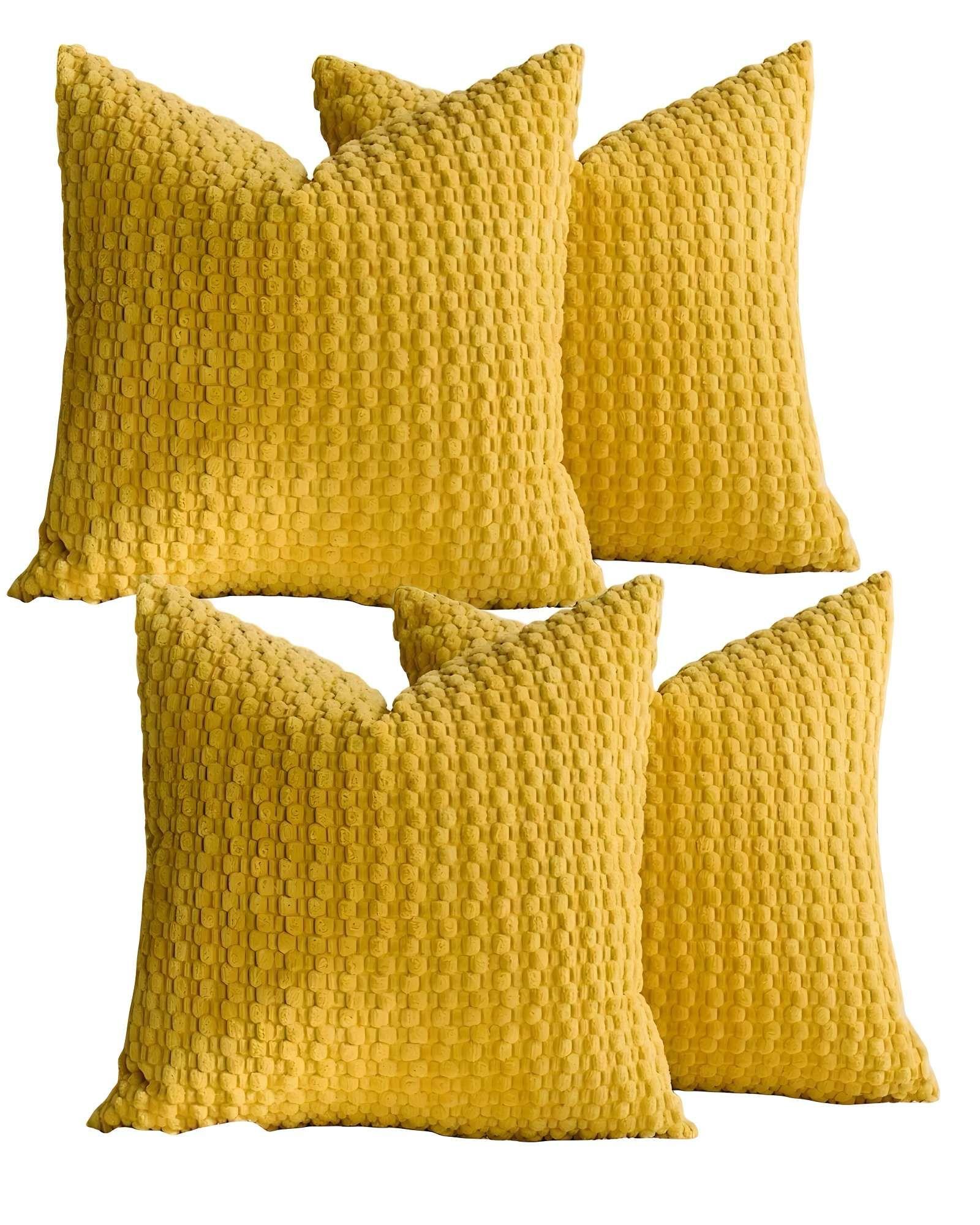 PACK DE 4 FUNDAS DE COJINES DISEÑO DE MAIZ 45CM X 45 CM AMARILLO-2