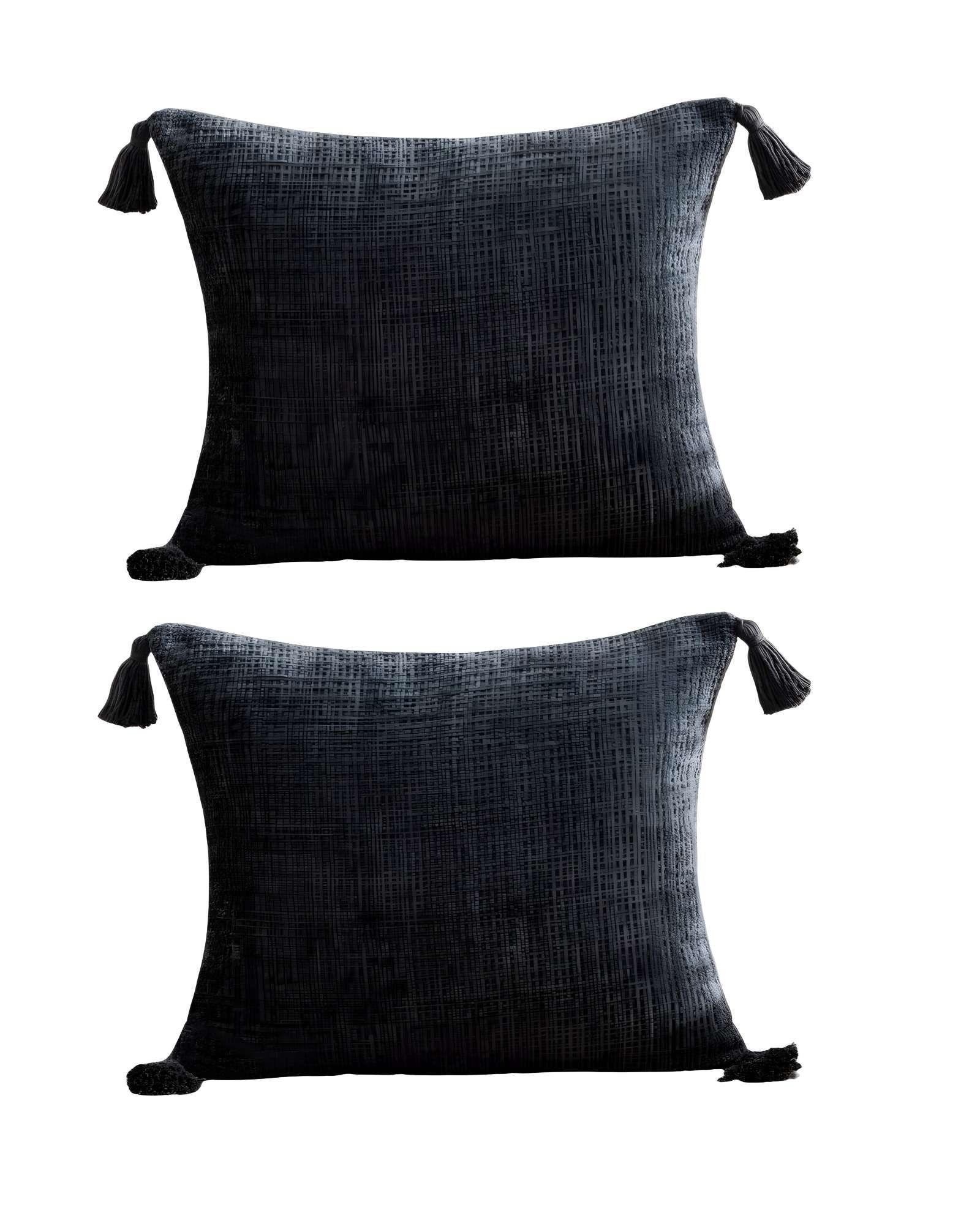 SET DE 2 FUNDAS DE COJIN CHENILLE CON BORLAS 45X45 GRIS-0