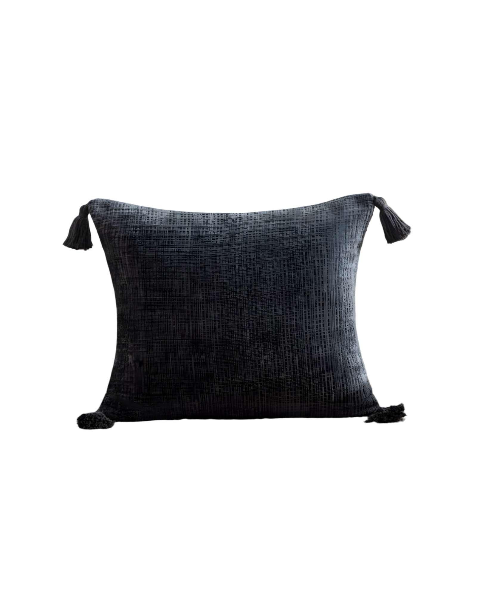 SET DE 2 FUNDAS DE COJIN CHENILLE CON BORLAS 45X45 GRIS-1