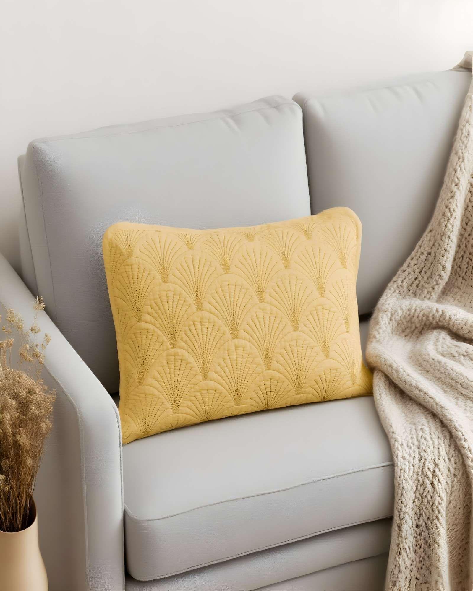 PACK DE 2 FUNDAS DE COJIN SERIE ABANICO 30X50 CM AMARILLO-2