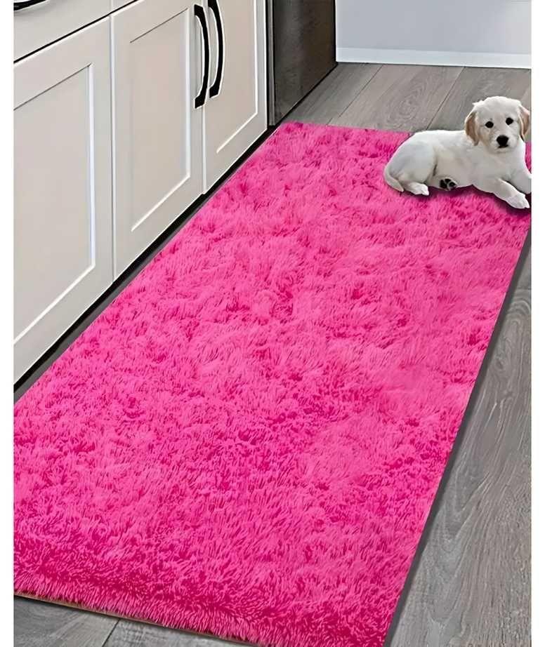 Pasillera alfombra peluda liviana 70x150 ultra suave FUCSIA-3