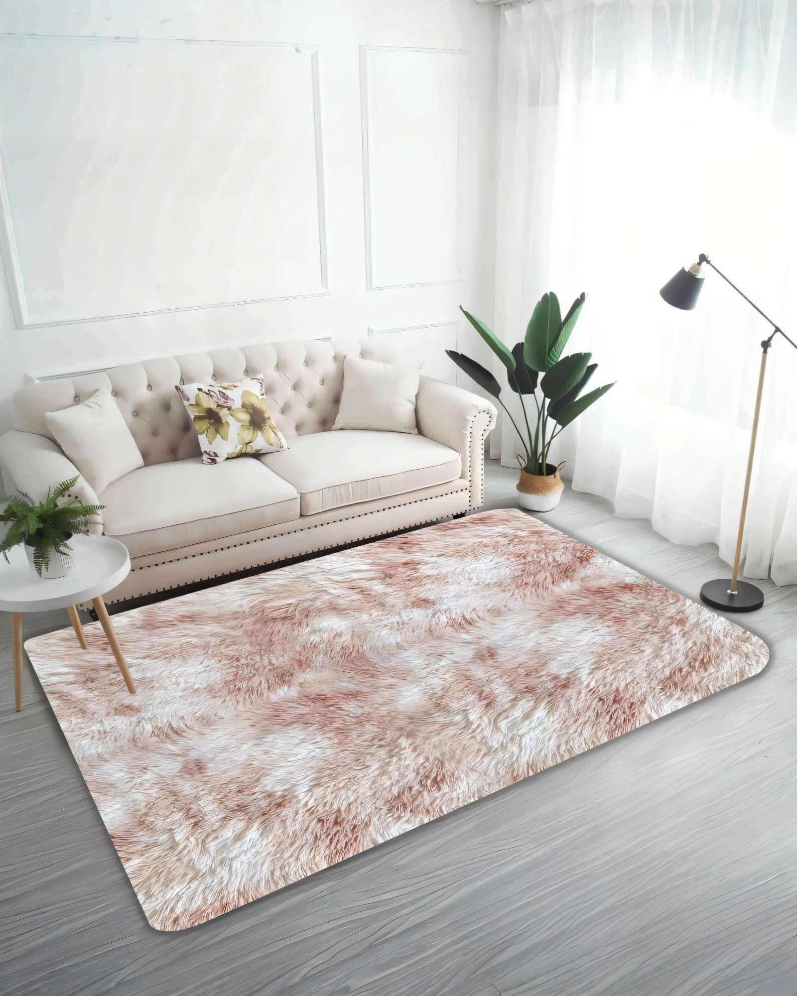 ALFOMBRA PELUDA 200X300 PREMIUM COLOR BEIGE CON BLANCO -2