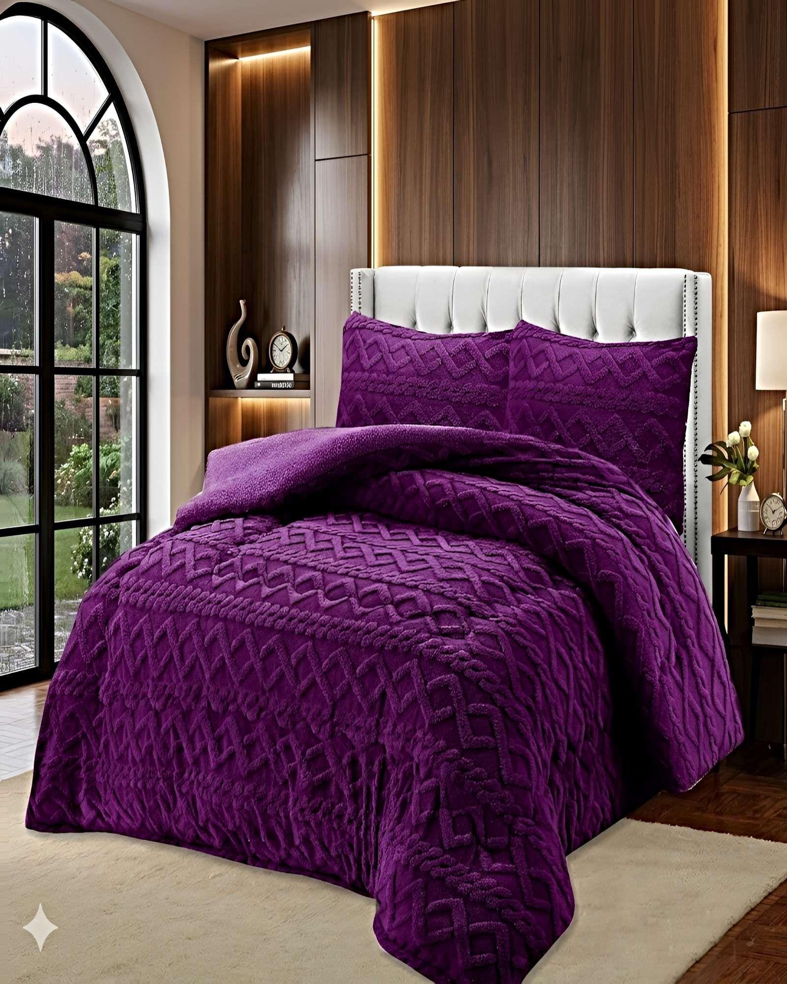 COBERTOR DE INVIERNO CON TEXTURA 2 PLAZAS 230X250CM VIOLETA-3