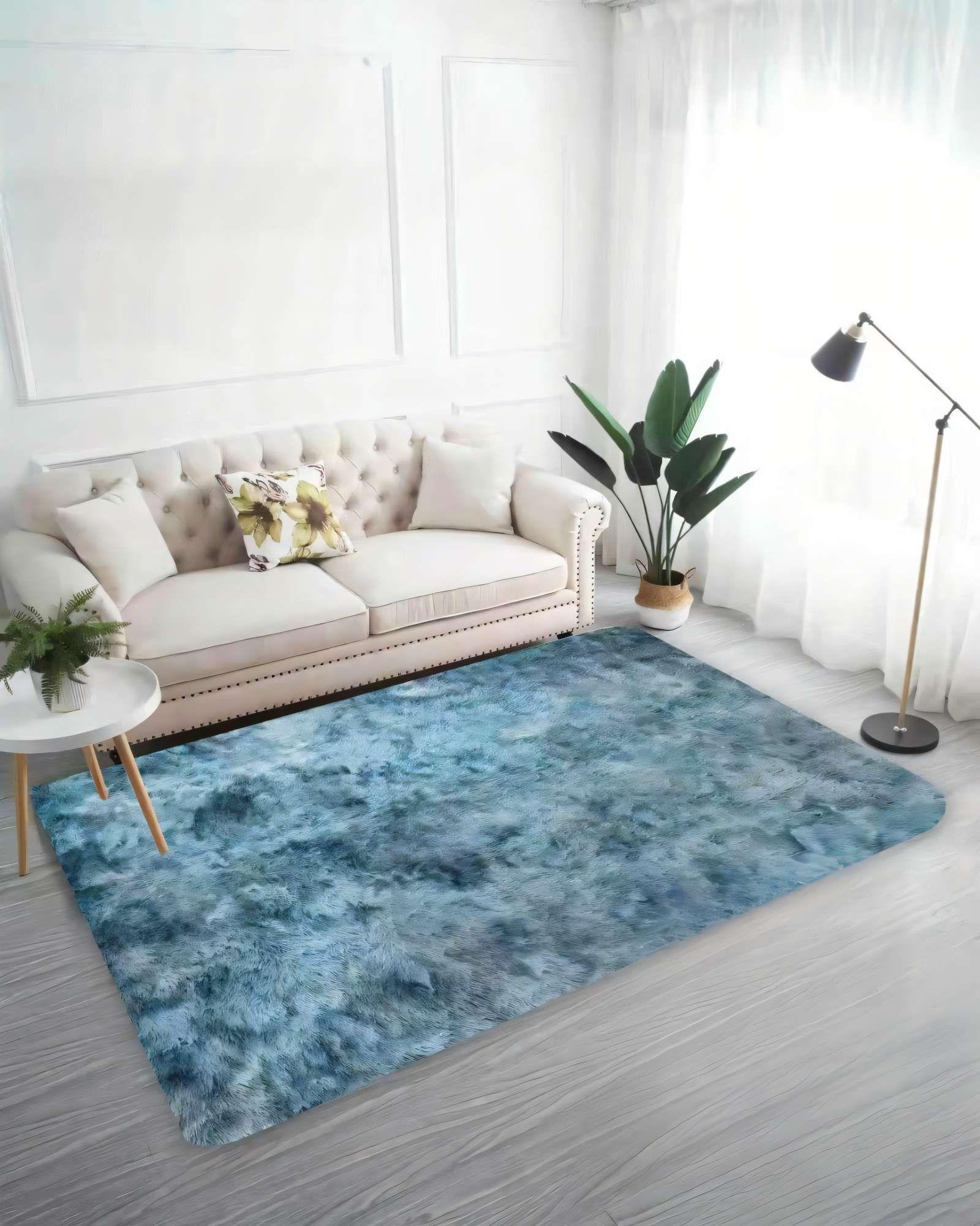 ALFOMBRA PELUDA 200X240  PREMIUM COLOR AZUL-2