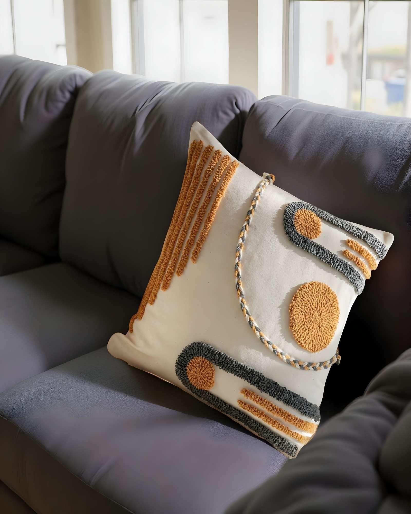 PACK DE 2 FUNDAS DE COJIN TUFTING 45X45 CM BEIGE 02-3