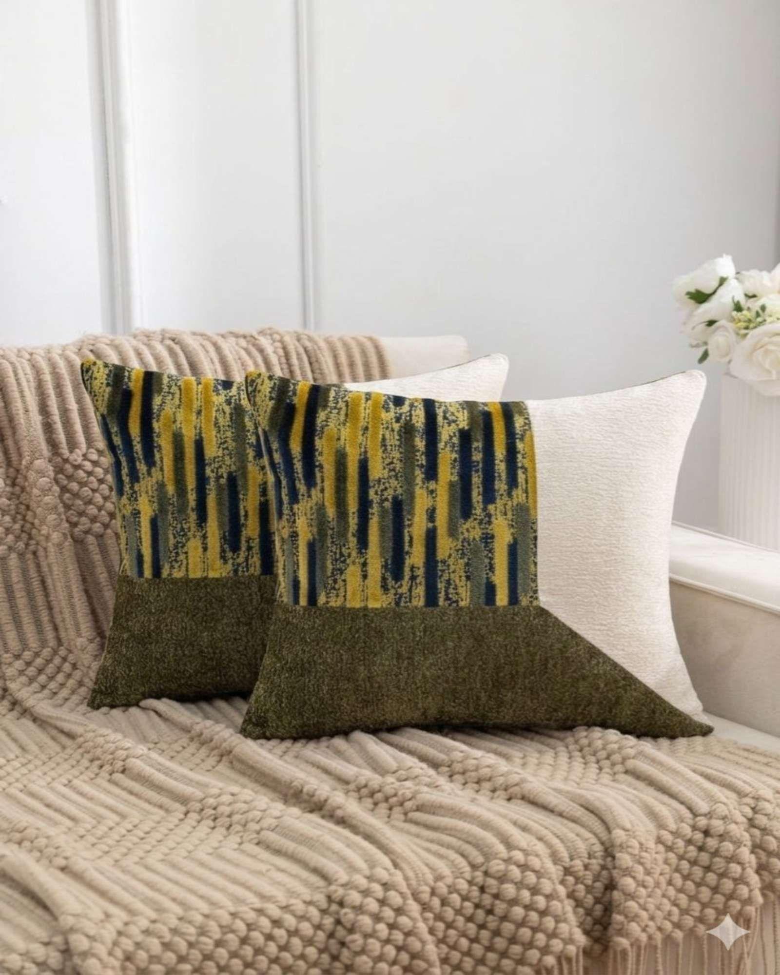 SET DE 2 FUNDAS DE COJIN CHENILLE DE EMPALME MULTICOLOR 6-2