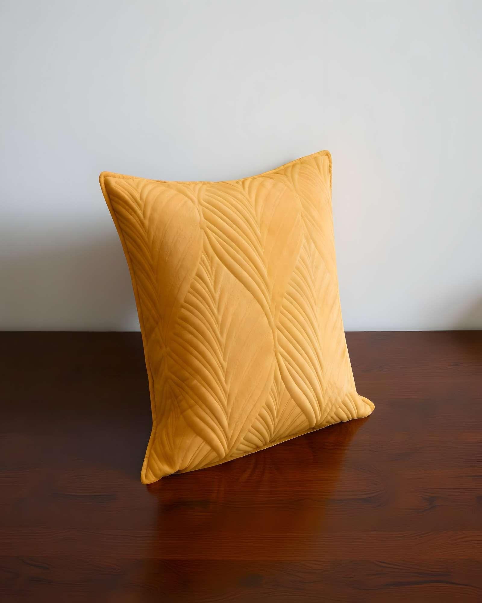 PACK DE 2 FUNDAS DE COJIN SERIE HOJAS 45X45 CM AMARILLO-3