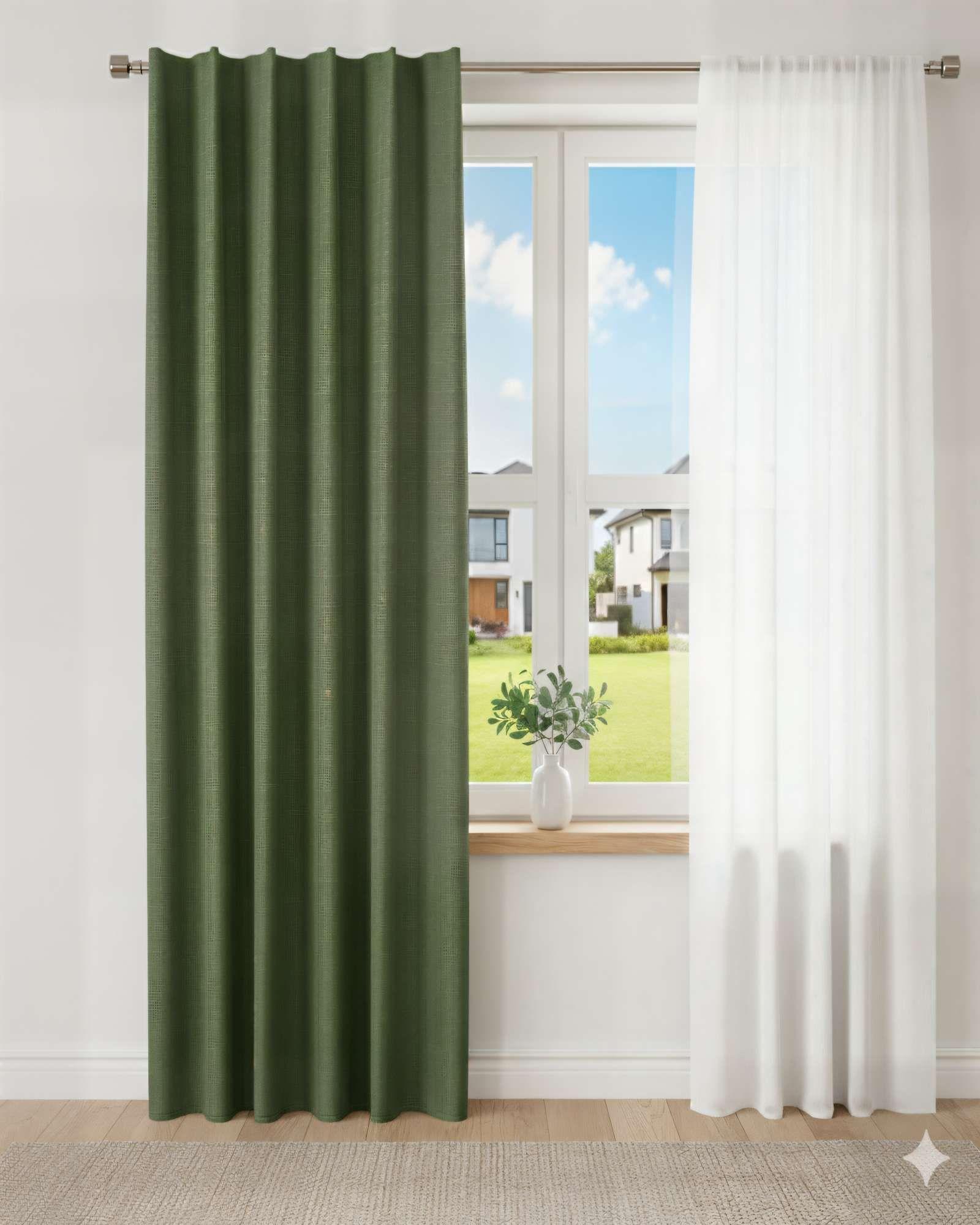 CORTINA BLACKOUT ENGOMADA 2 PAÑOS COLOR VERDE OLIVO-3