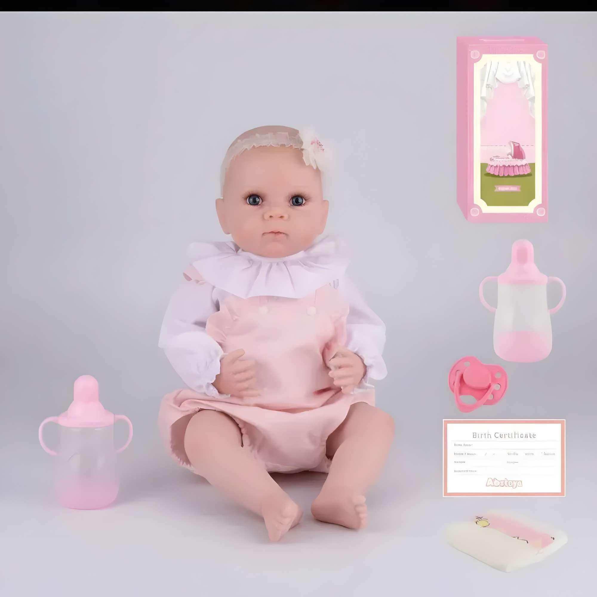 MUÑECA BEBE PELONA REALISTA COLOR ROSADO 55CM-2