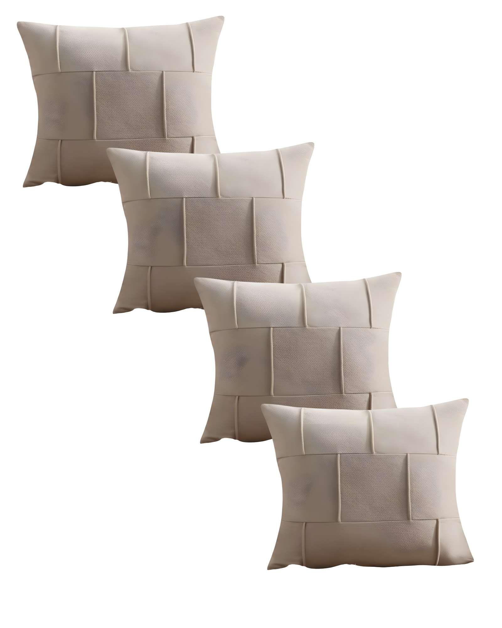 SET DE 4 FUNDAS DE COJIN PLISADA 45X45 BEIGE-0