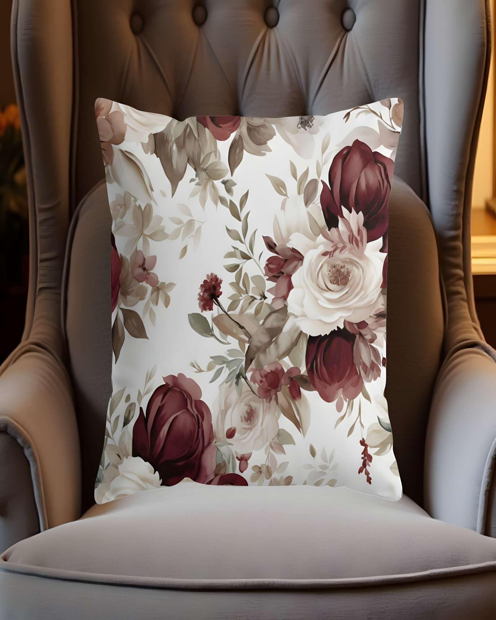 SET DE 4 FUNDAS DE COJIN FLOREADAS 45X45 BLANCO 01-3