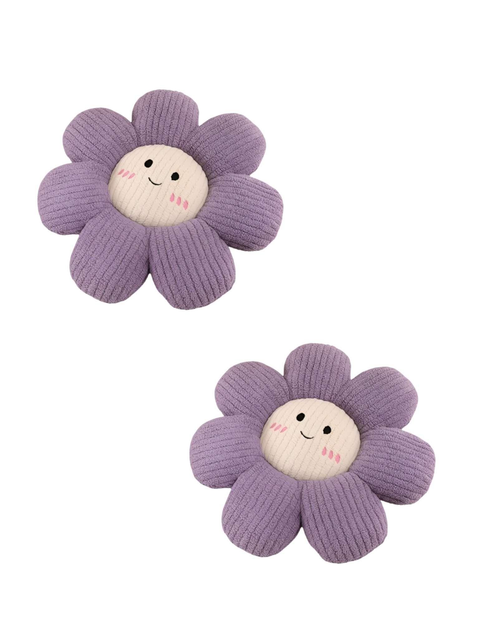 SET DE 2 COJINES DECORATIVO FLOR KAWAII 25CM LILA-0