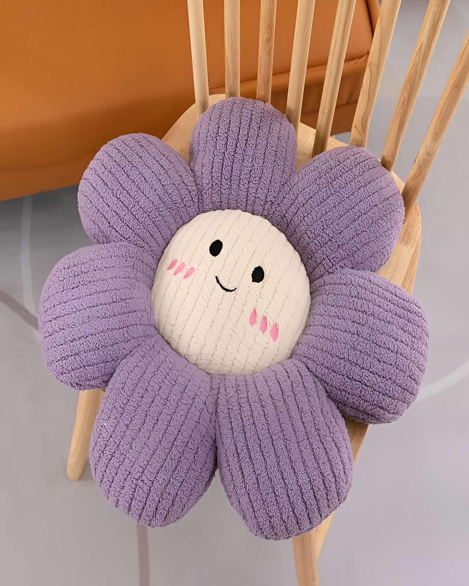 SET DE 2 COJINES DECORATIVO FLOR KAWAII 25CM LILA-3