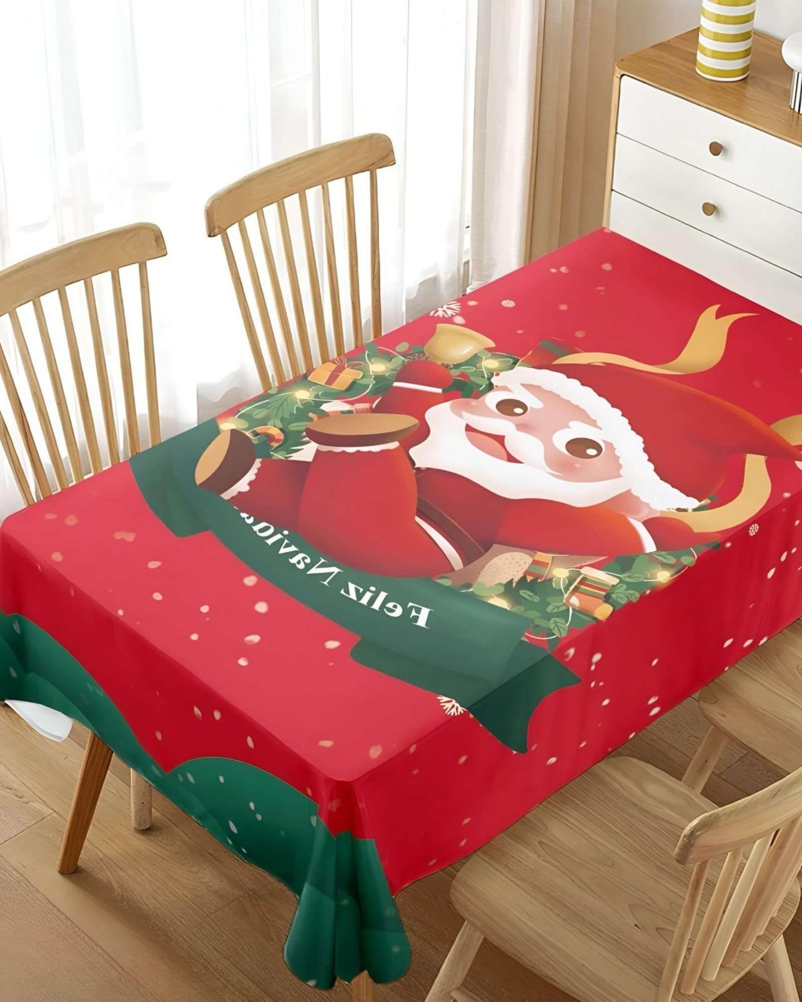 MANTEL NAVIDEÑO ANTIMANCHAS 140 cm x 220 cm FELIZ NAVIDAD-2