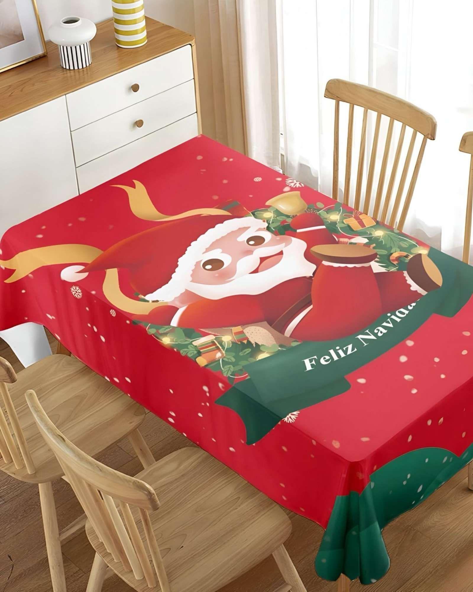 MANTEL NAVIDEÑO ANTIMANCHAS 140 cm x 220 cm FELIZ NAVIDAD-3