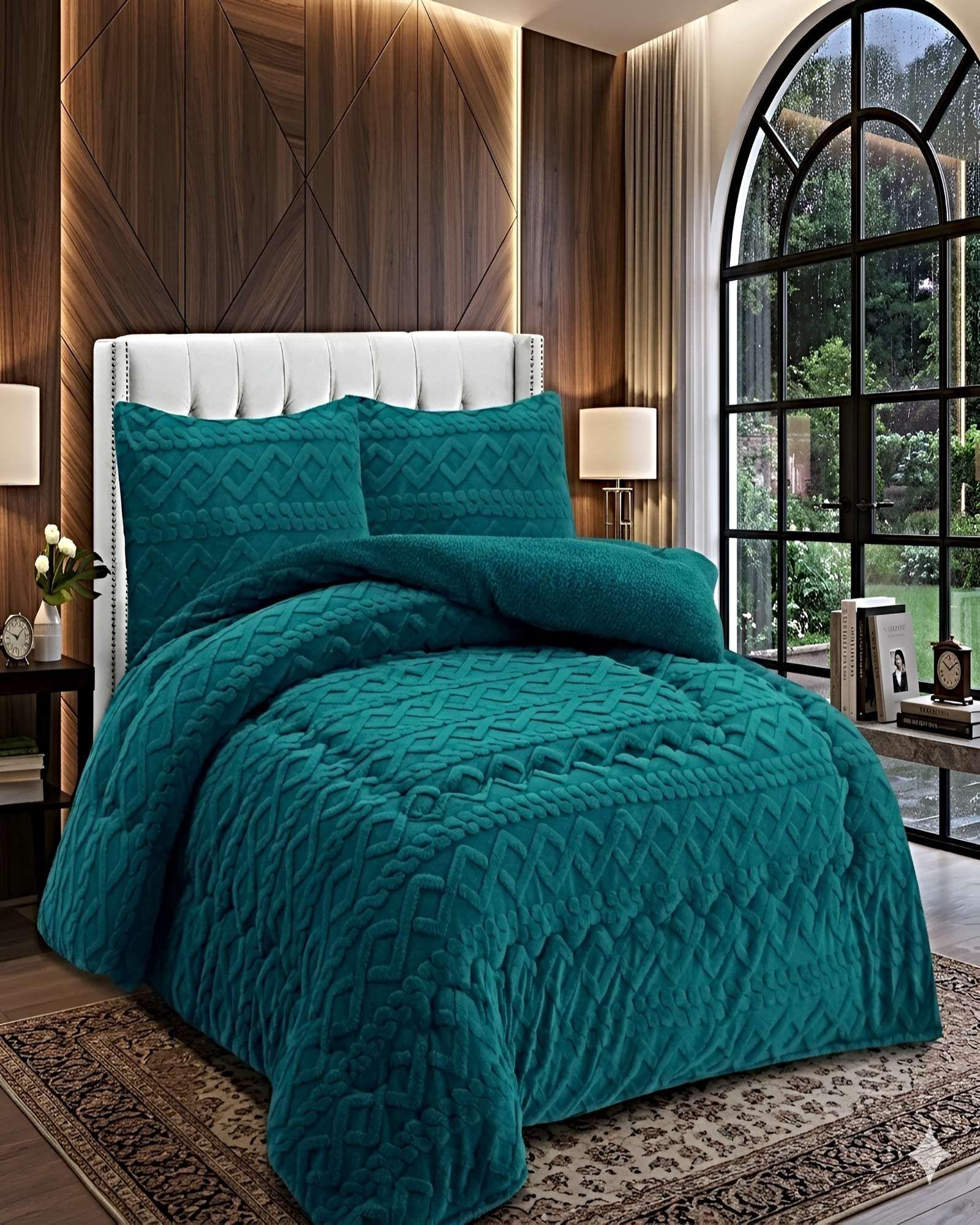 COBERTOR DE INVIERNO CON TEXTURA 1.5 PLAZA 180X200CM P TURQUESA-2