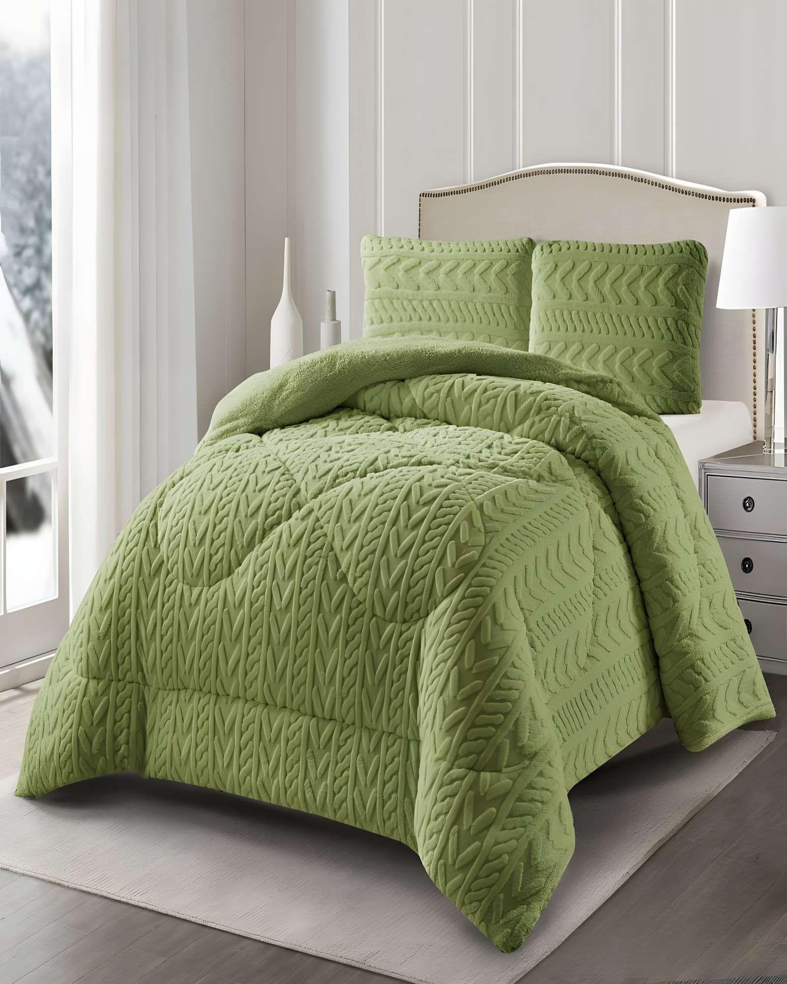 COBERTOR DE INVERNO TEXTURIZADA DISEÑO 01 KING VERDE-3