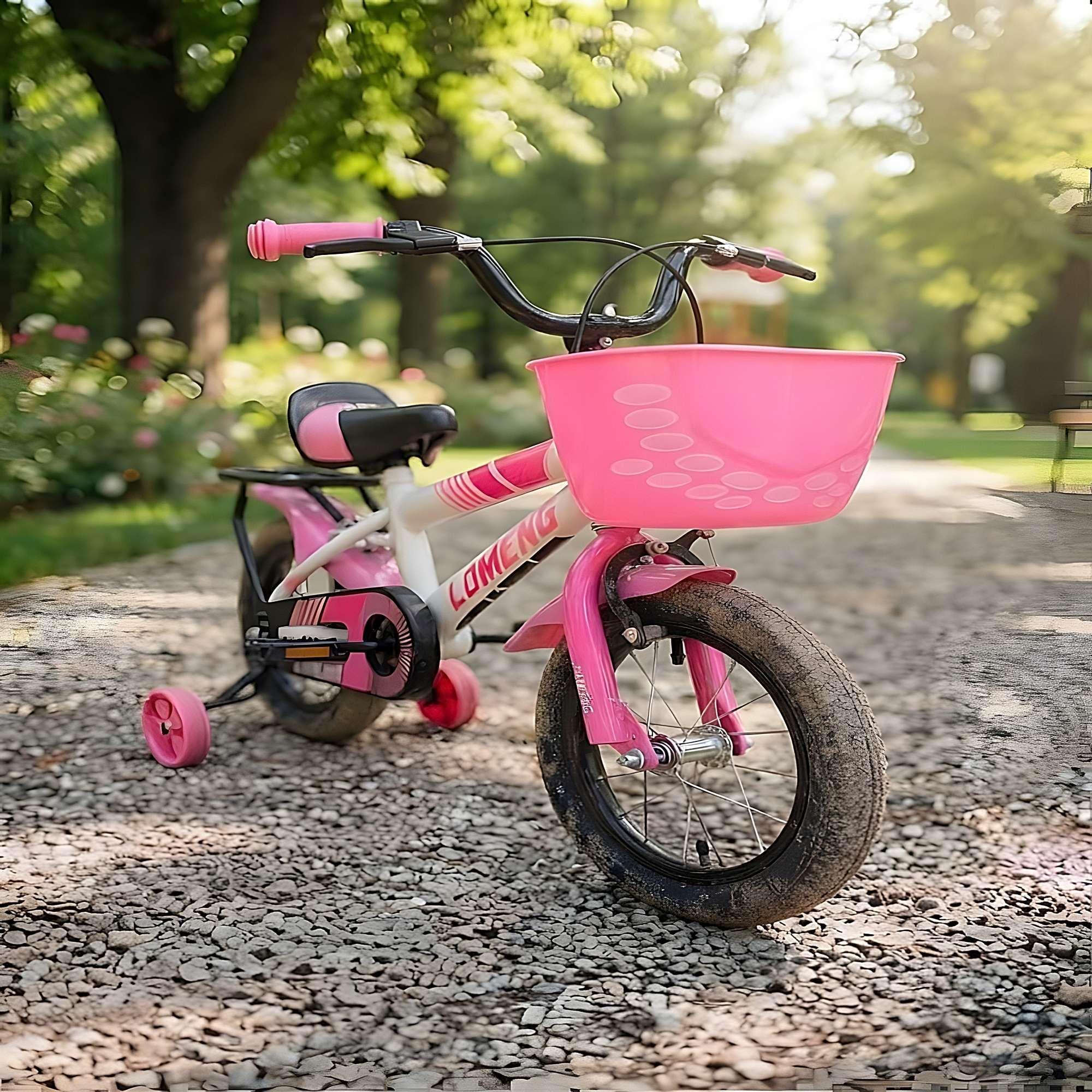 BICICLETA DE NIÑOS ARO 14 CON RUEDITAS COLOR ROSADO-3