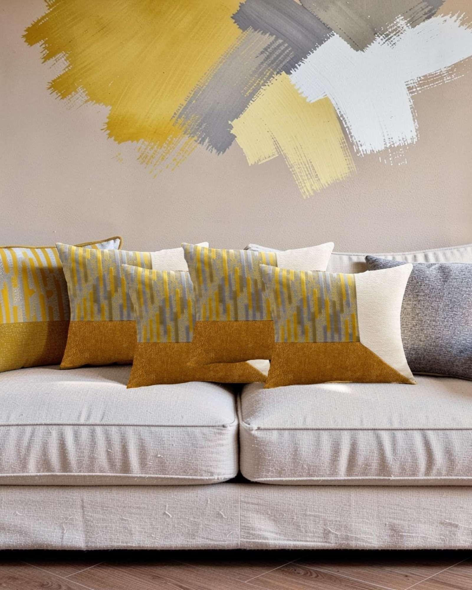 SET DE 4 FUNDAS DE COJIN CHENILLE DE EMPALME MULTICOLOR 2-2