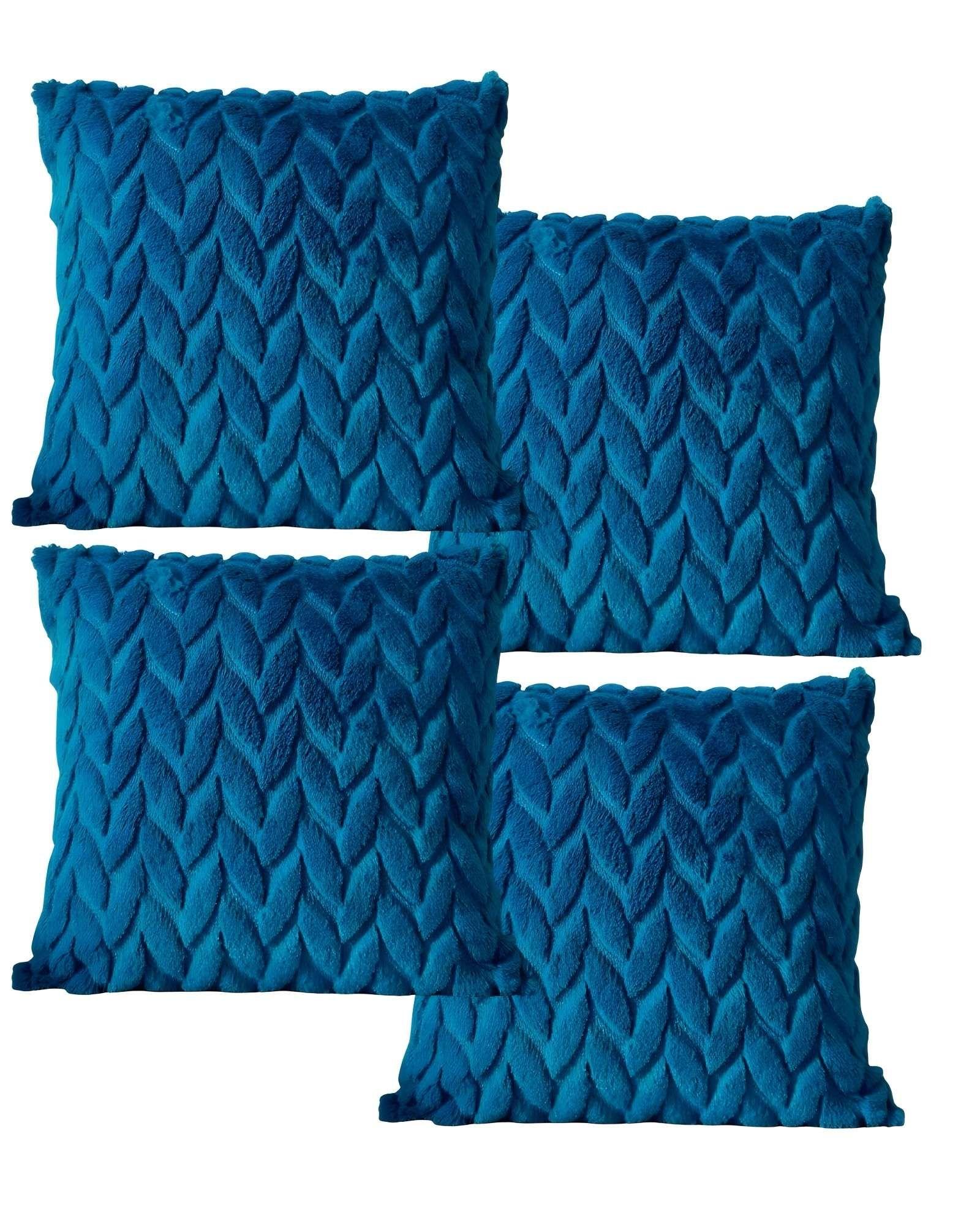 PACK DE 4 FUNDAS DE COJINES DISEÑO ESPIGA 45CM X 45 CM TURQUESA-2