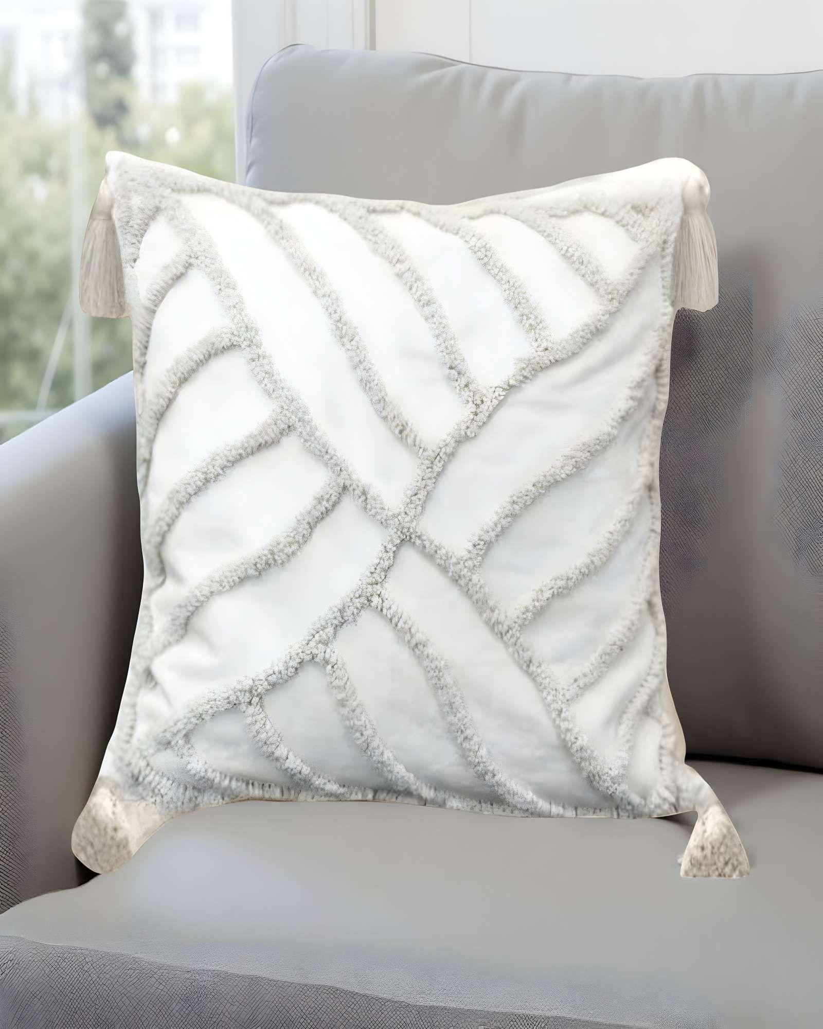 PACK DE 4 FUNDAS DE COJIN TUFTING 45X45 CM BLANCO 09-2