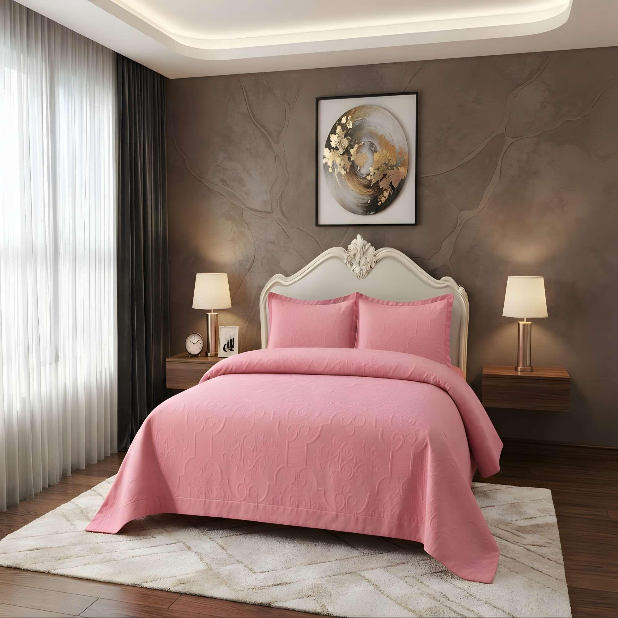 CUBRECAMA DE VERANO KING COLOR ROSADO-0