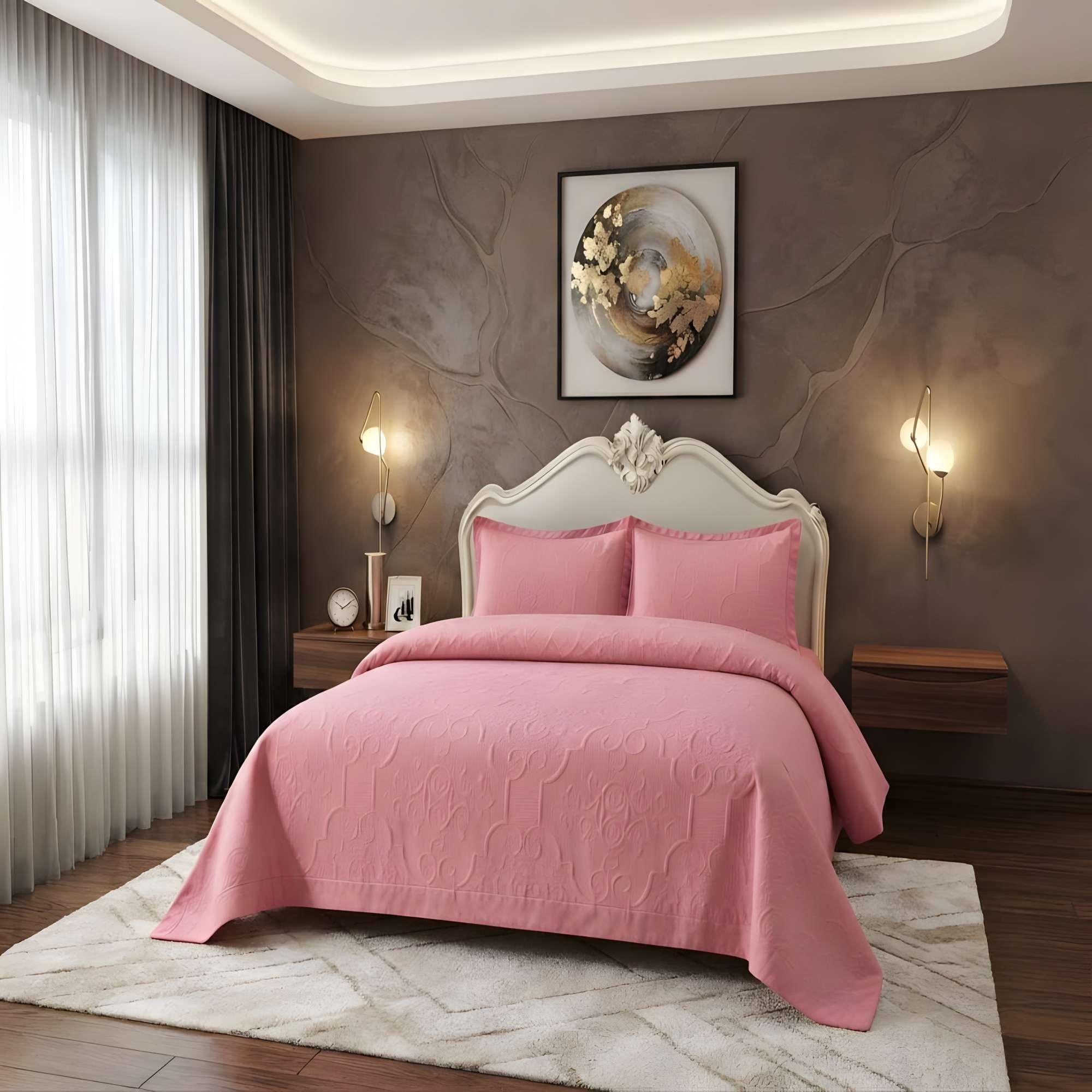 CUBRECAMA DE VERANO KING COLOR ROSADO-2