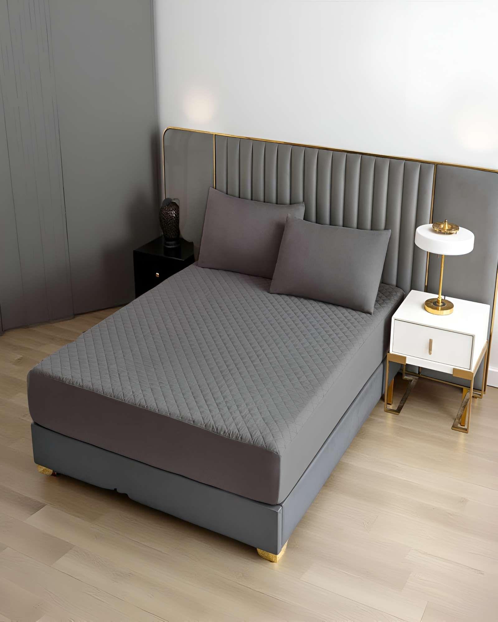 CUBRECOLCHON IMPERMEABLE PLAZA Y MEDIA GRIS OSCURO-2