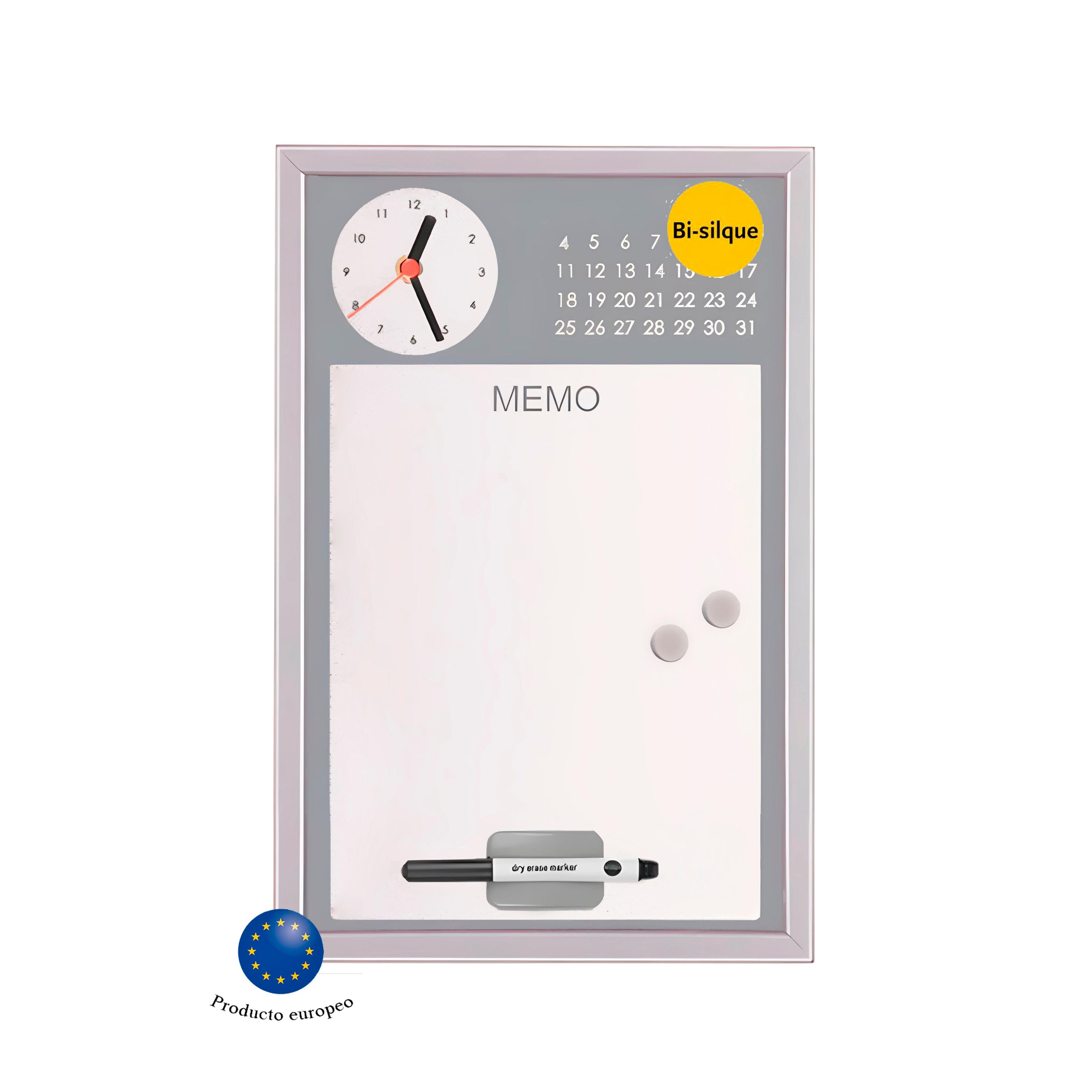 Pizarra Memo Reloj 40×35cm Gris-3