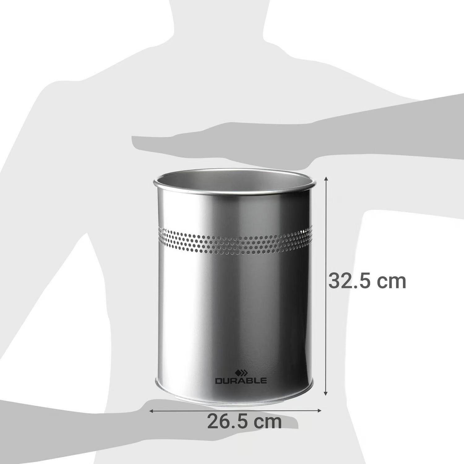 Papelero 15L Redondo Recub 30mm Plateado-1