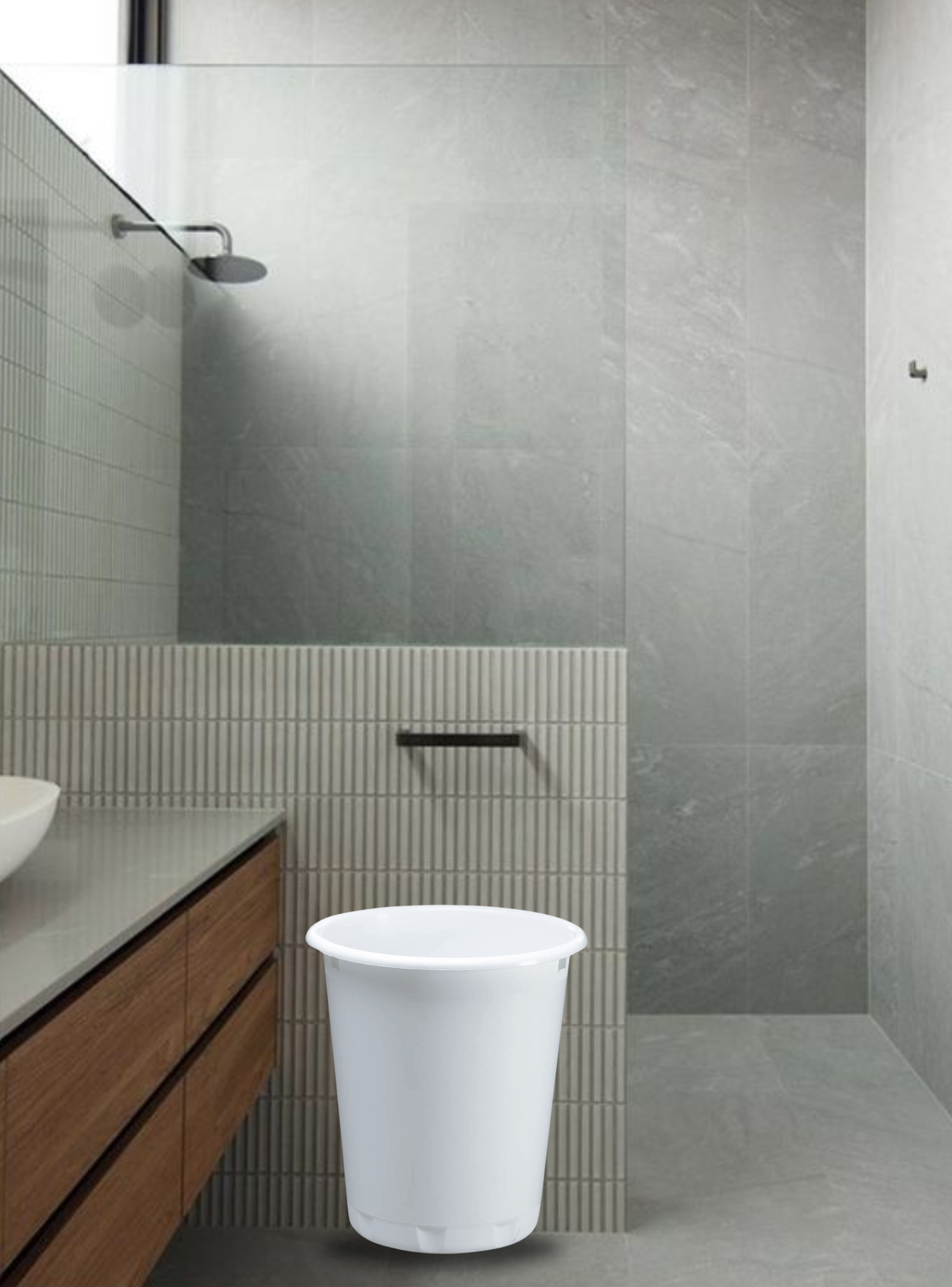 Papelero Plástico Blanco Redondo 13L-2