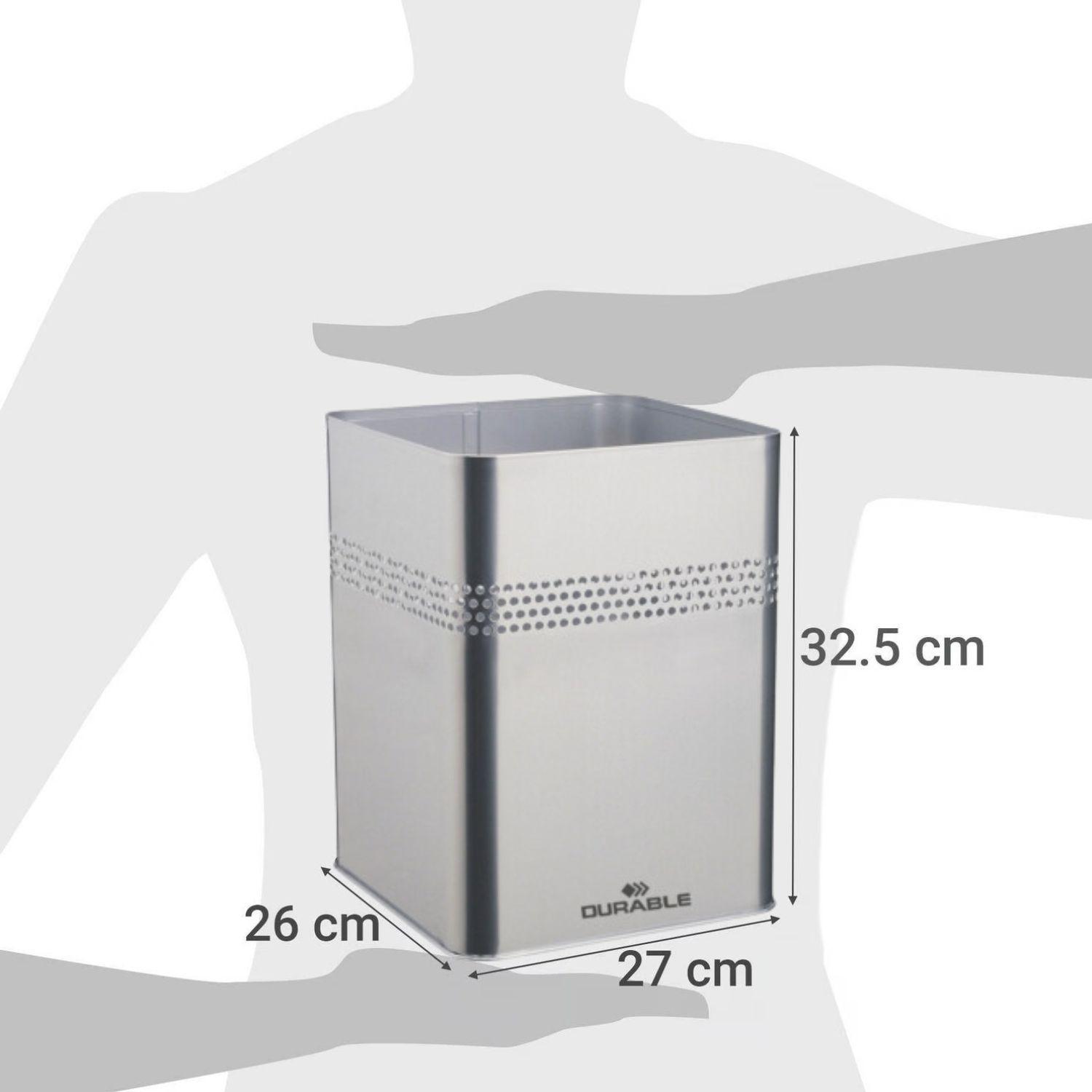 Papelero 18,5L Cuadrado Metálico Plateado 30mm-2