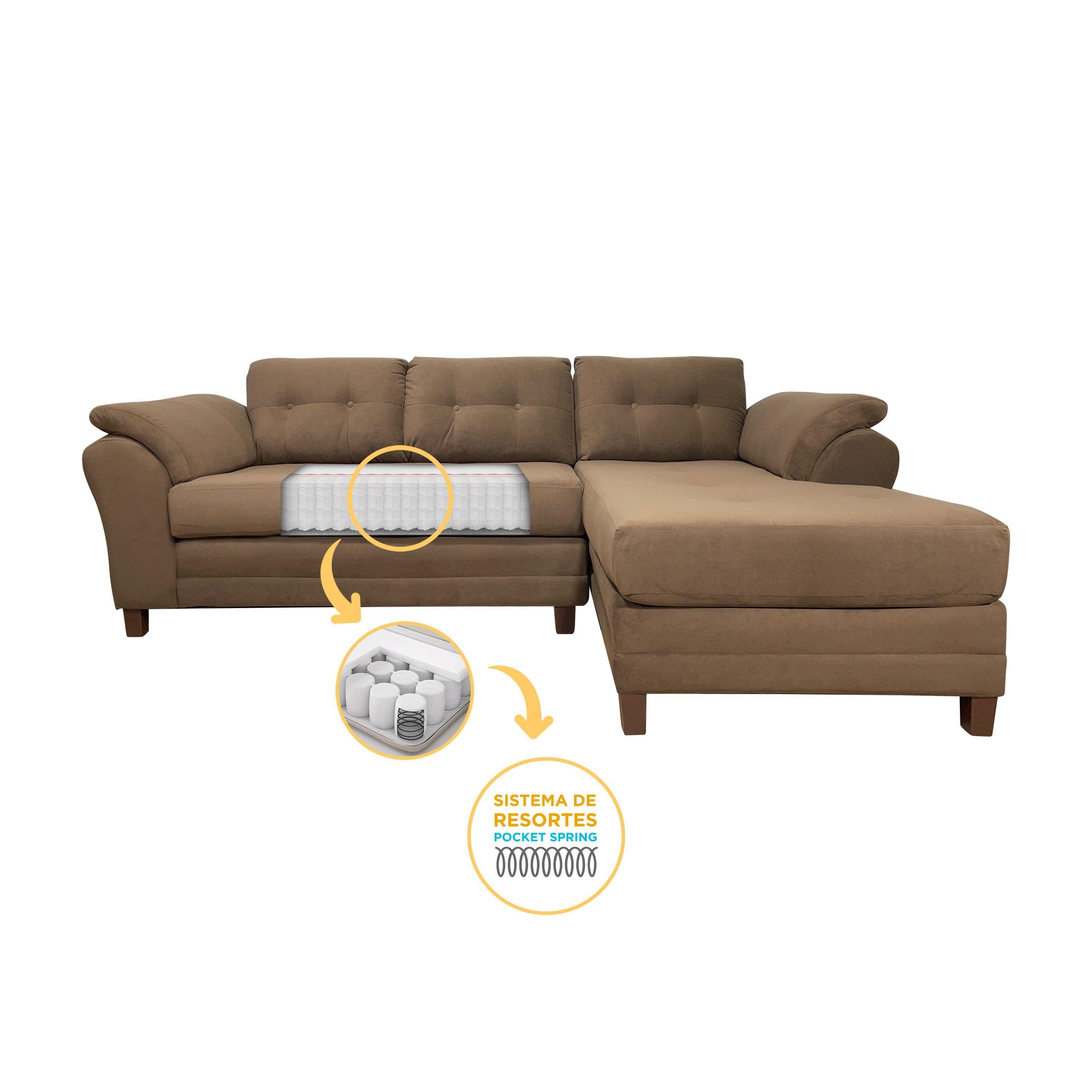 Sofa Seccional Samy 4 Cuerpos Chocolate Derecho Resorte-2